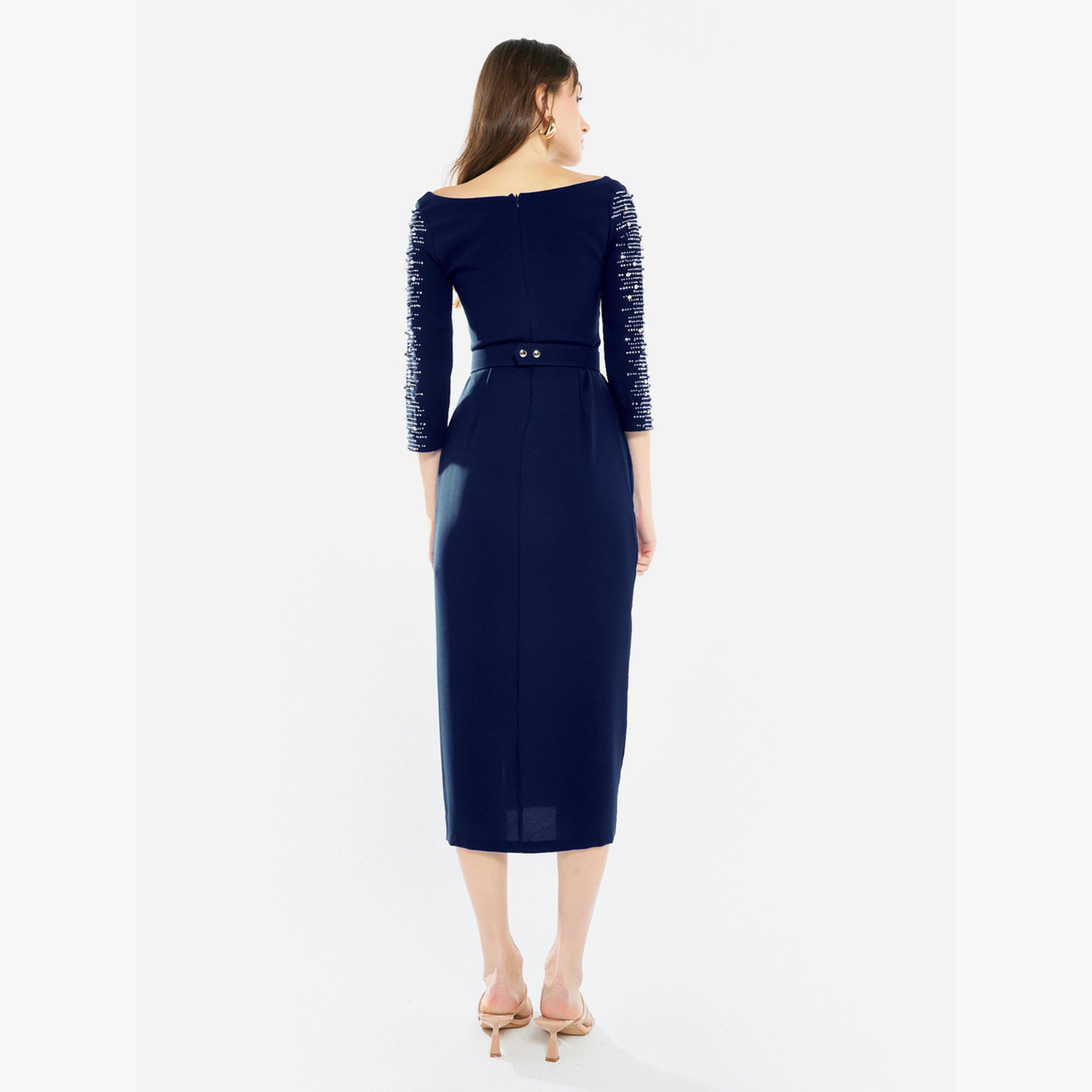 House of Moda Women Embellished Sleeve Midi Dress-women-clothing-dresses-image-5