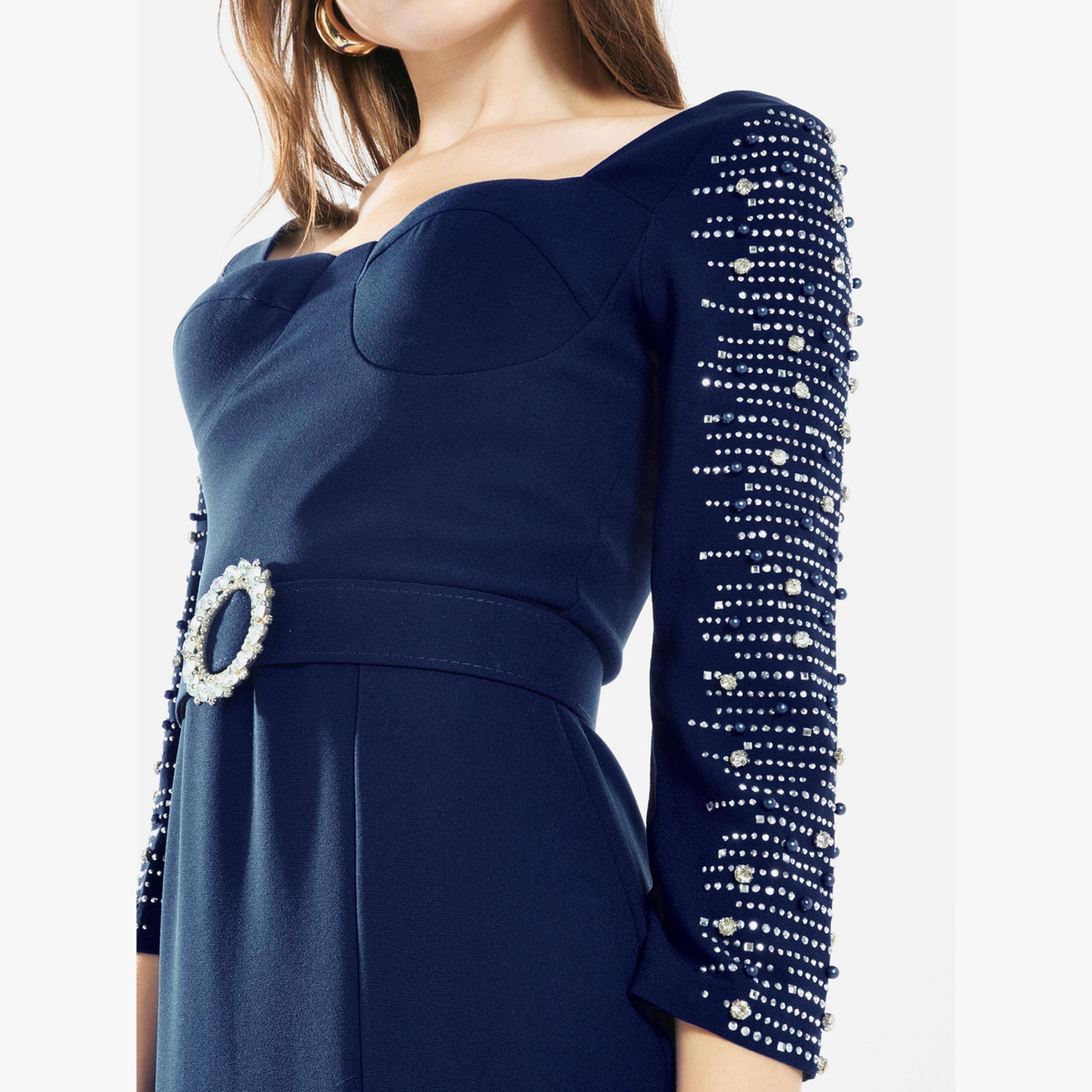 House of Moda Women Embellished Sleeve Midi Dress-women-clothing-dresses-image-6