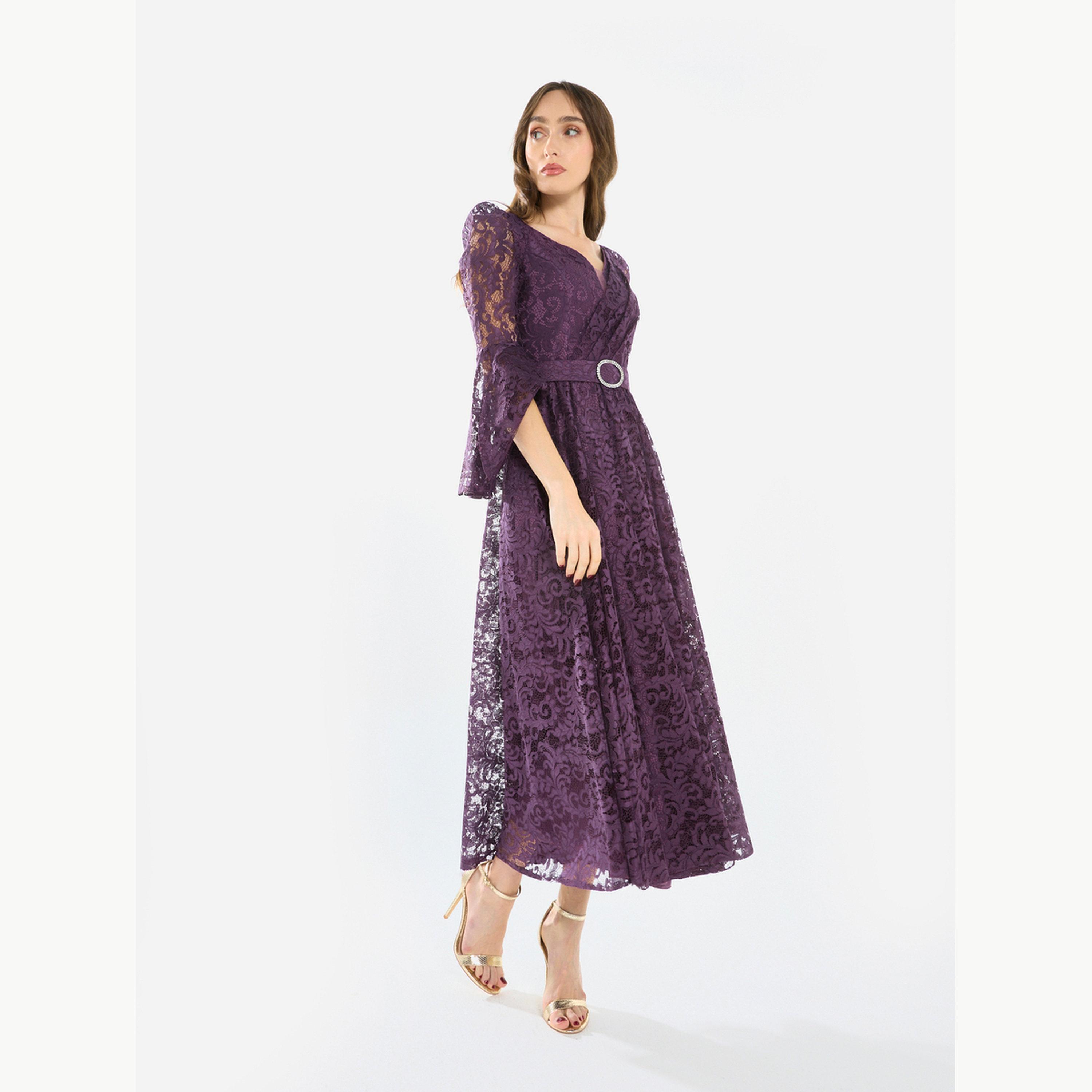 فستان ميدي بأكمام دانتيل واسعة-women-clothing-dresses-image-2