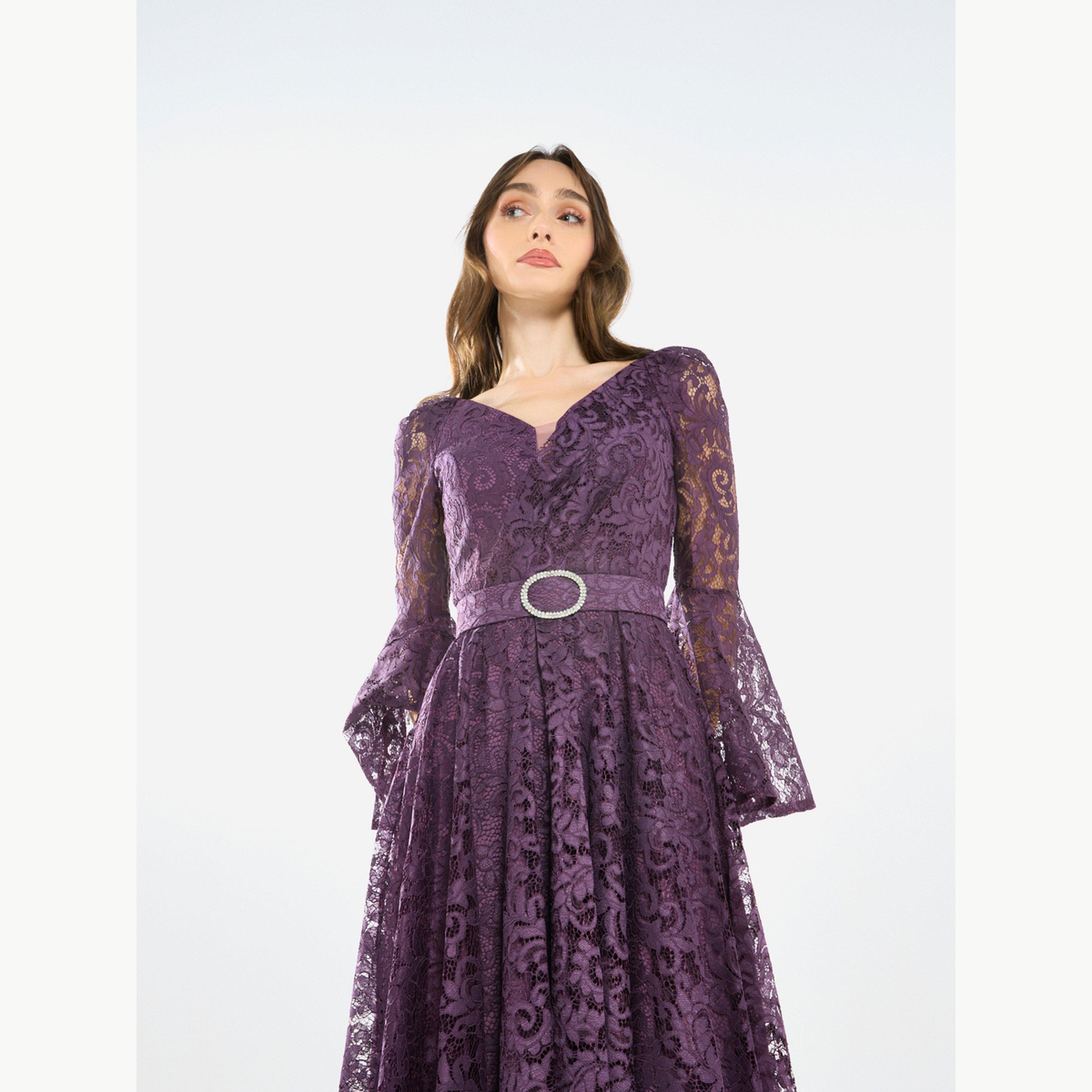فستان ميدي بأكمام دانتيل واسعة-women-clothing-dresses-image-3