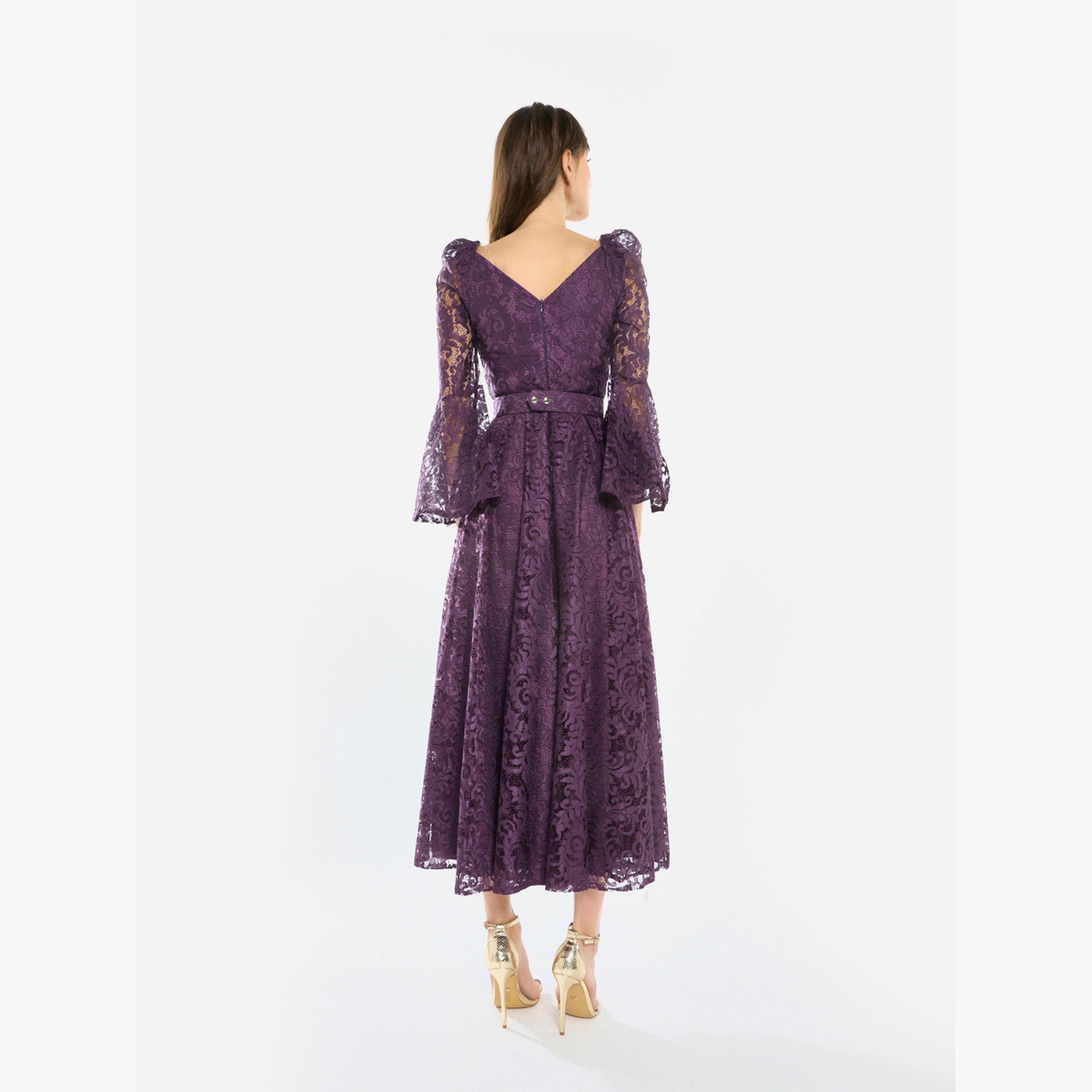 فستان ميدي بأكمام دانتيل واسعة-women-clothing-dresses-image-4