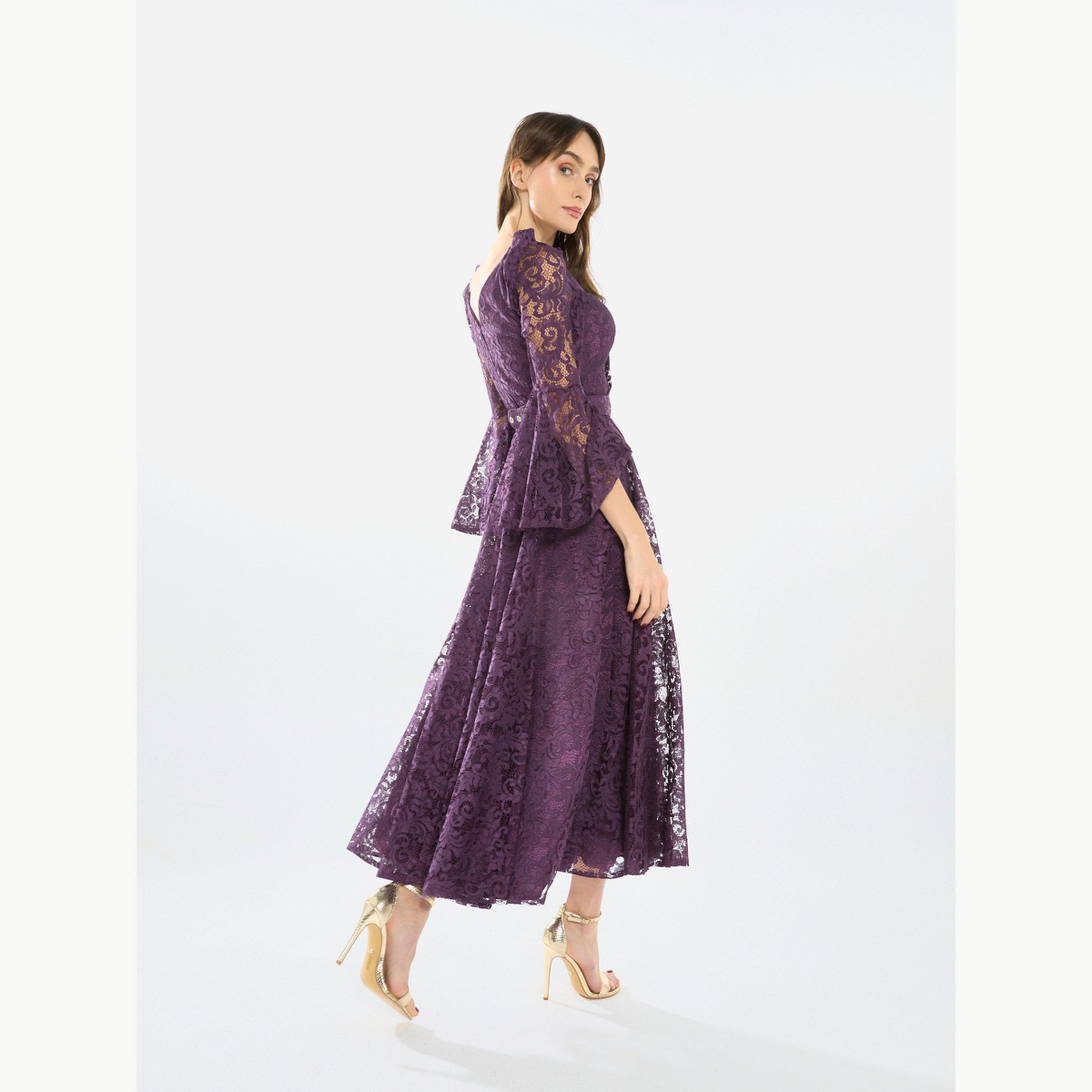 فستان ميدي بأكمام دانتيل واسعة-women-clothing-dresses-image-5