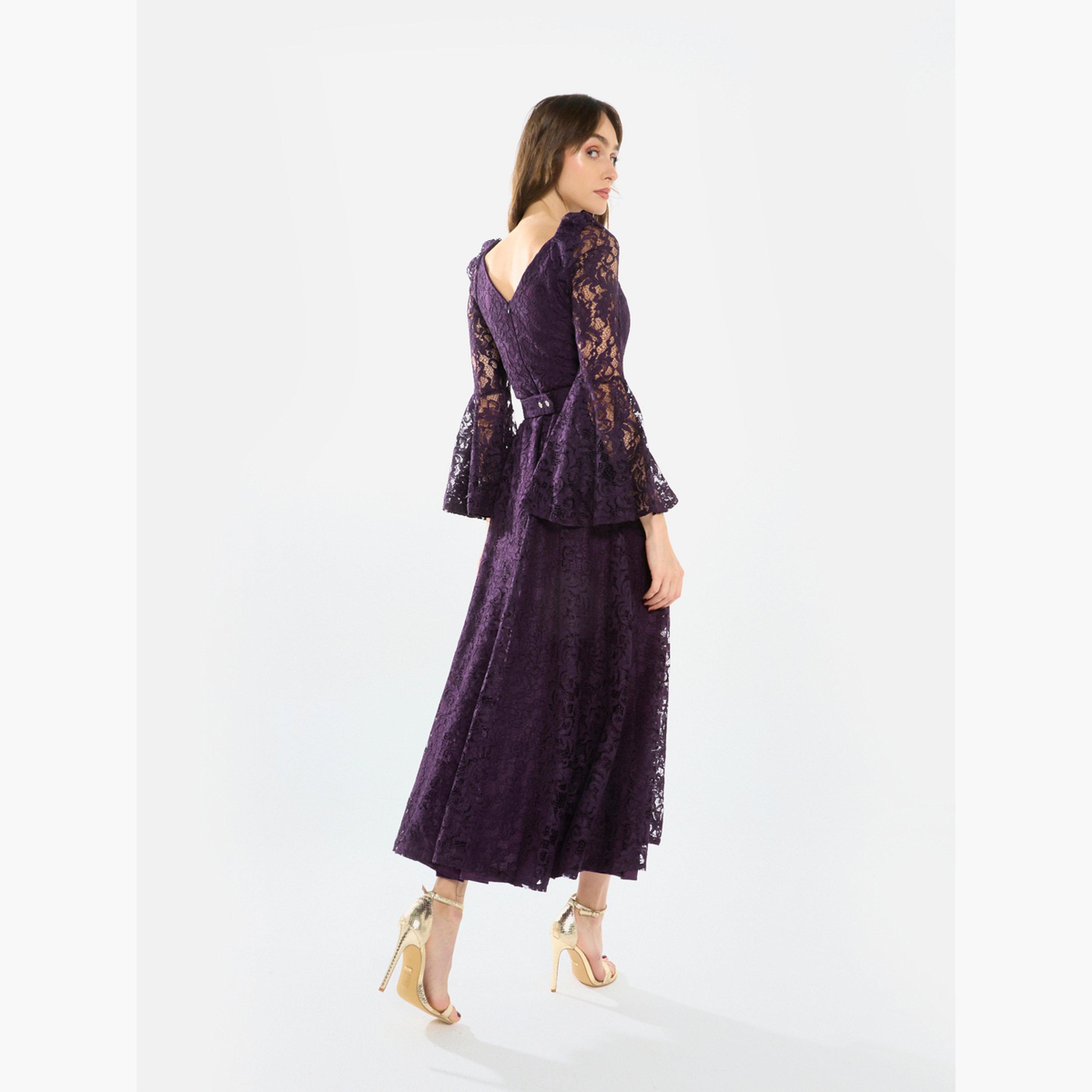 فستان ميدي بأكمام دانتيل واسعة-women-clothing-dresses-image-4