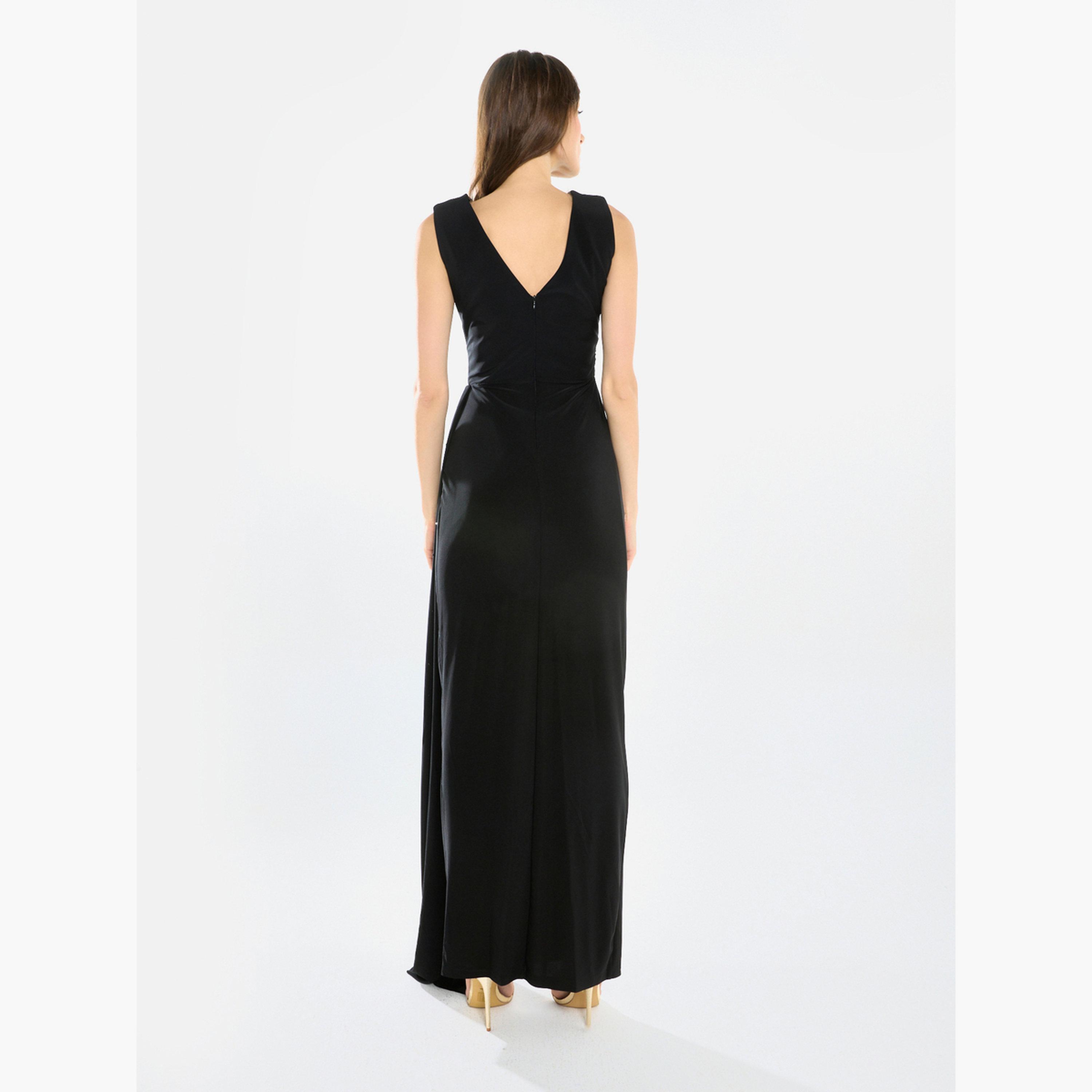 فستان سهرة طويل كريب بتصميم درابيه-women-clothing-dresses-image-5