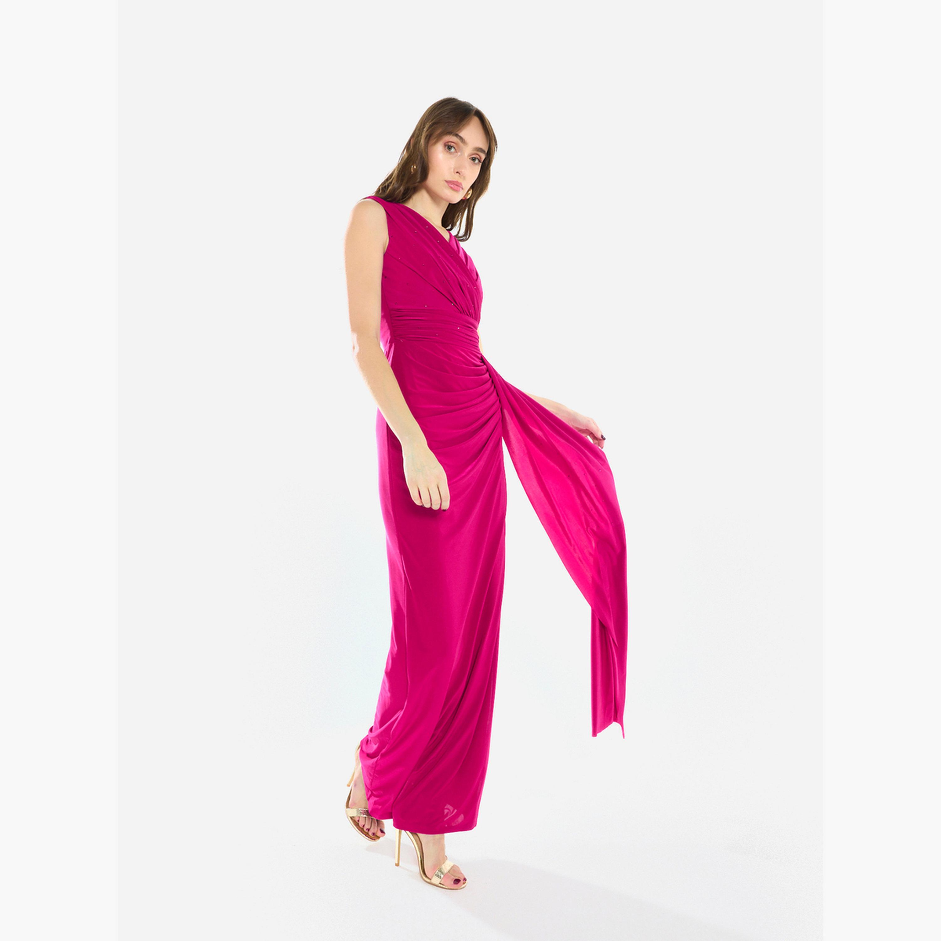 فستان سهرة طويل كريب بتصميم درابيه-women-clothing-dresses-image-3