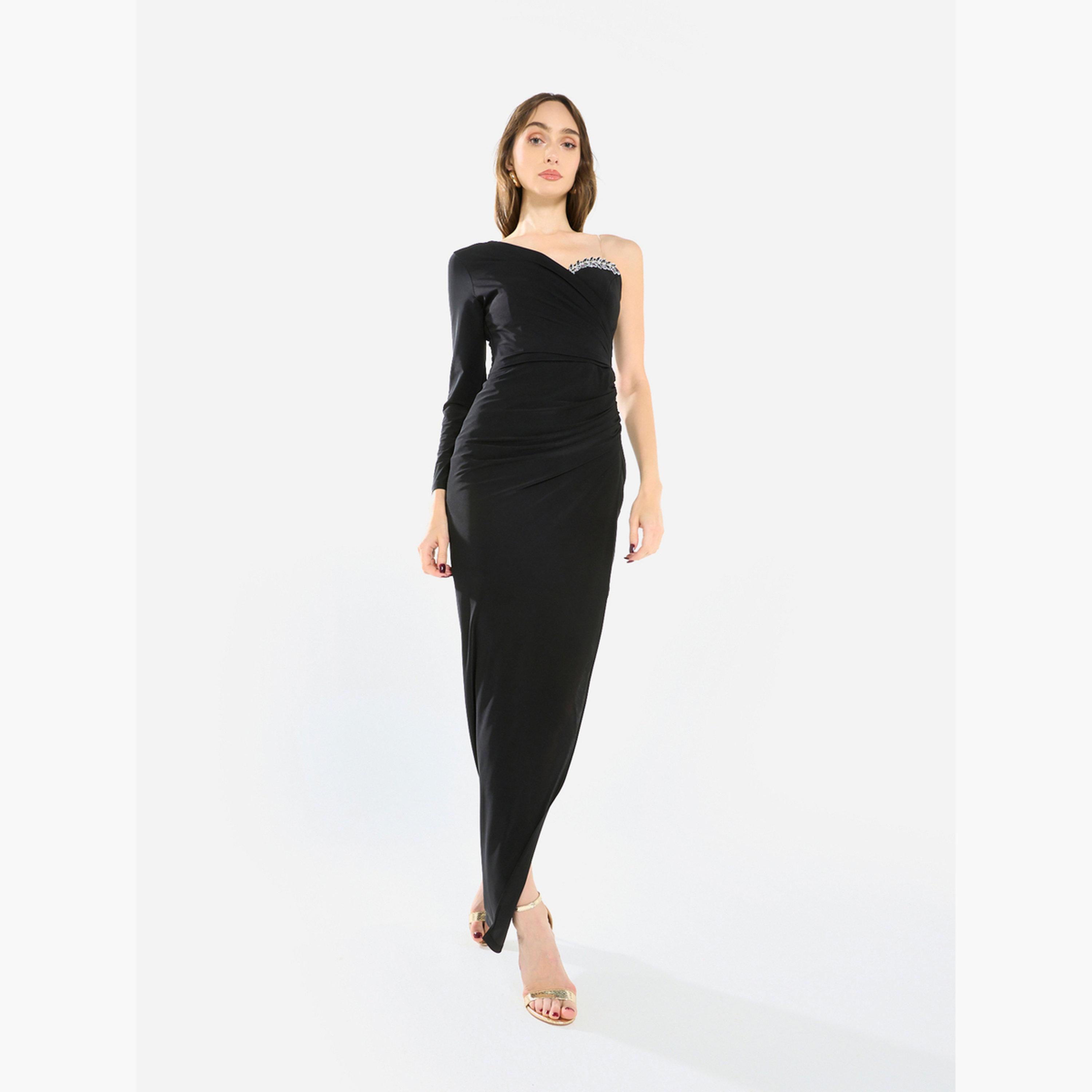 فستان سهرة طويل بزمزمات وتفاصيل كريستال-women-clothing-dresses-image-1