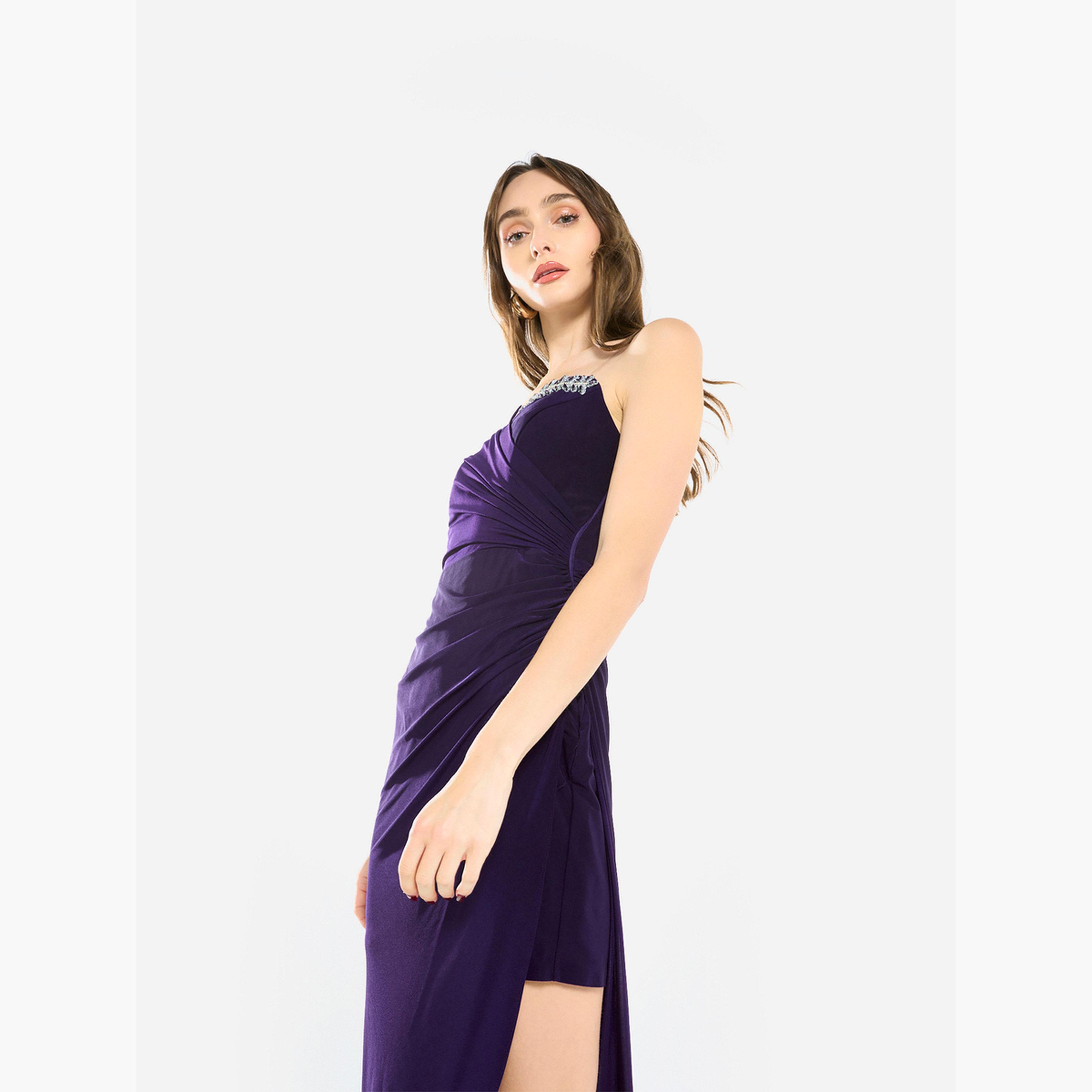 House of Moda Women Crystal Accent Ruched Gown Maxi Dress-women-clothing-dresses-image-4