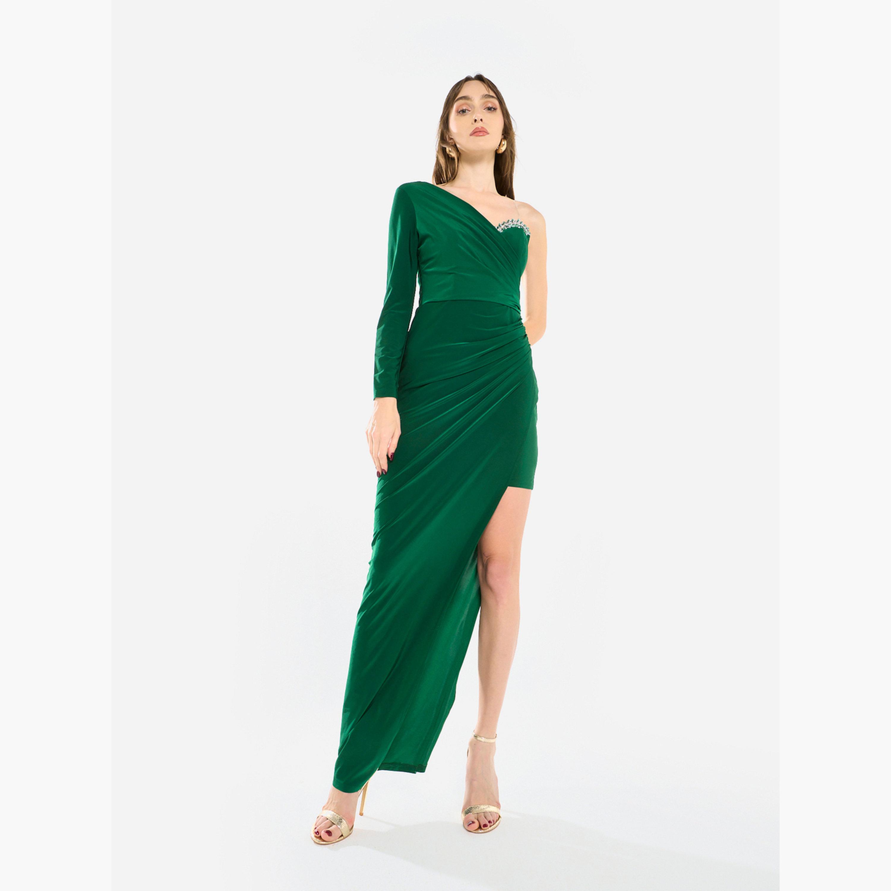 House of Moda Women Crystal Accent Ruched Gown Maxi Dress-women-clothing-dresses-image-2