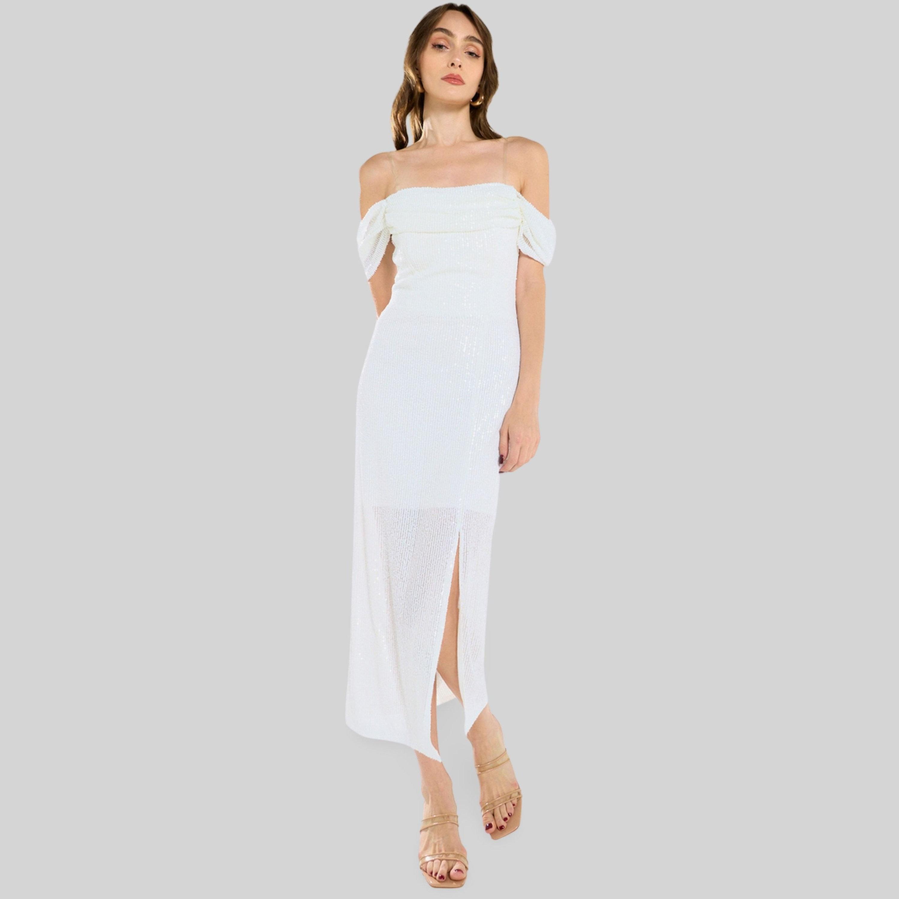 فستان ميدي درابيه مزين بالترتر-women-clothing-dresses-image-2