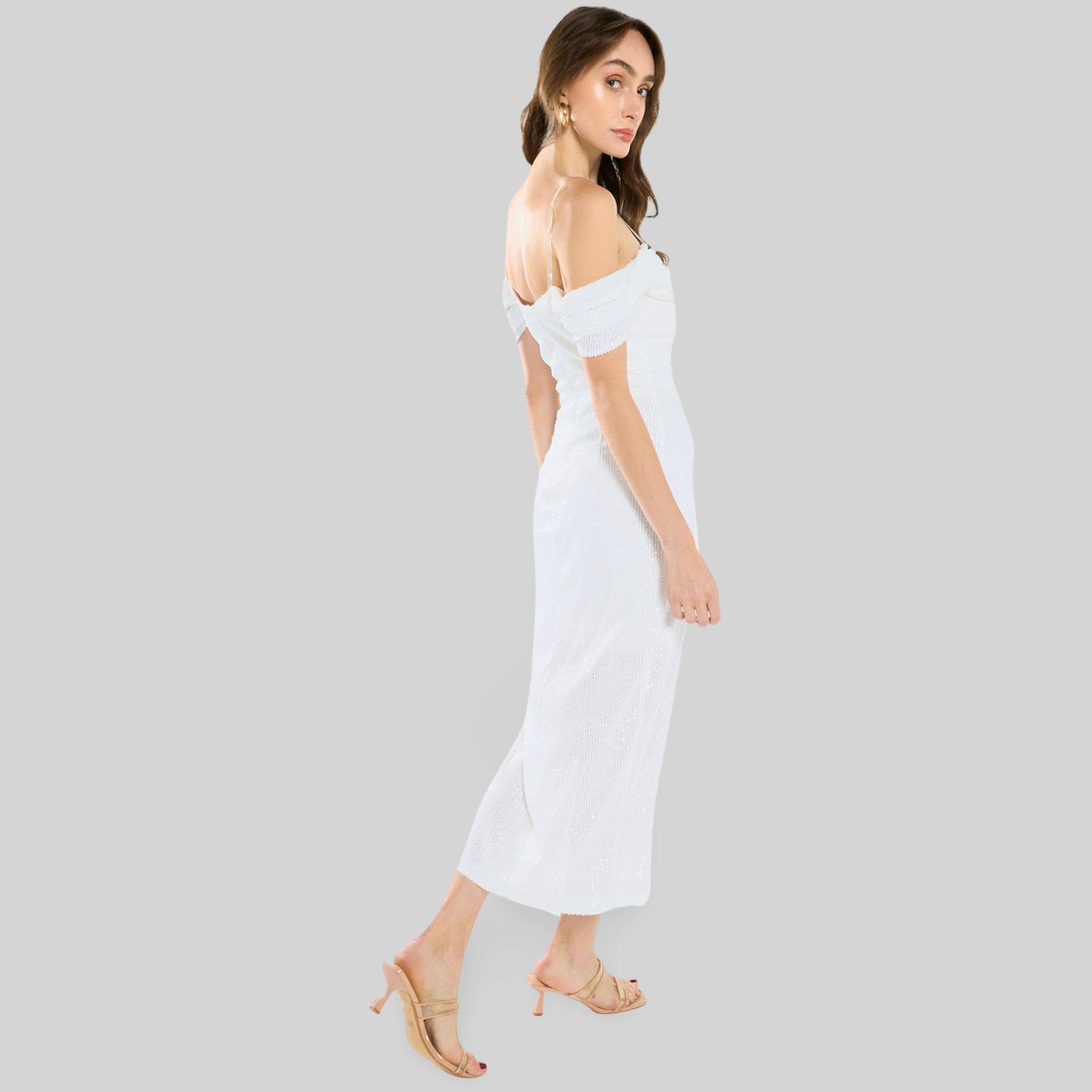 فستان ميدي درابيه مزين بالترتر-women-clothing-dresses-image-6