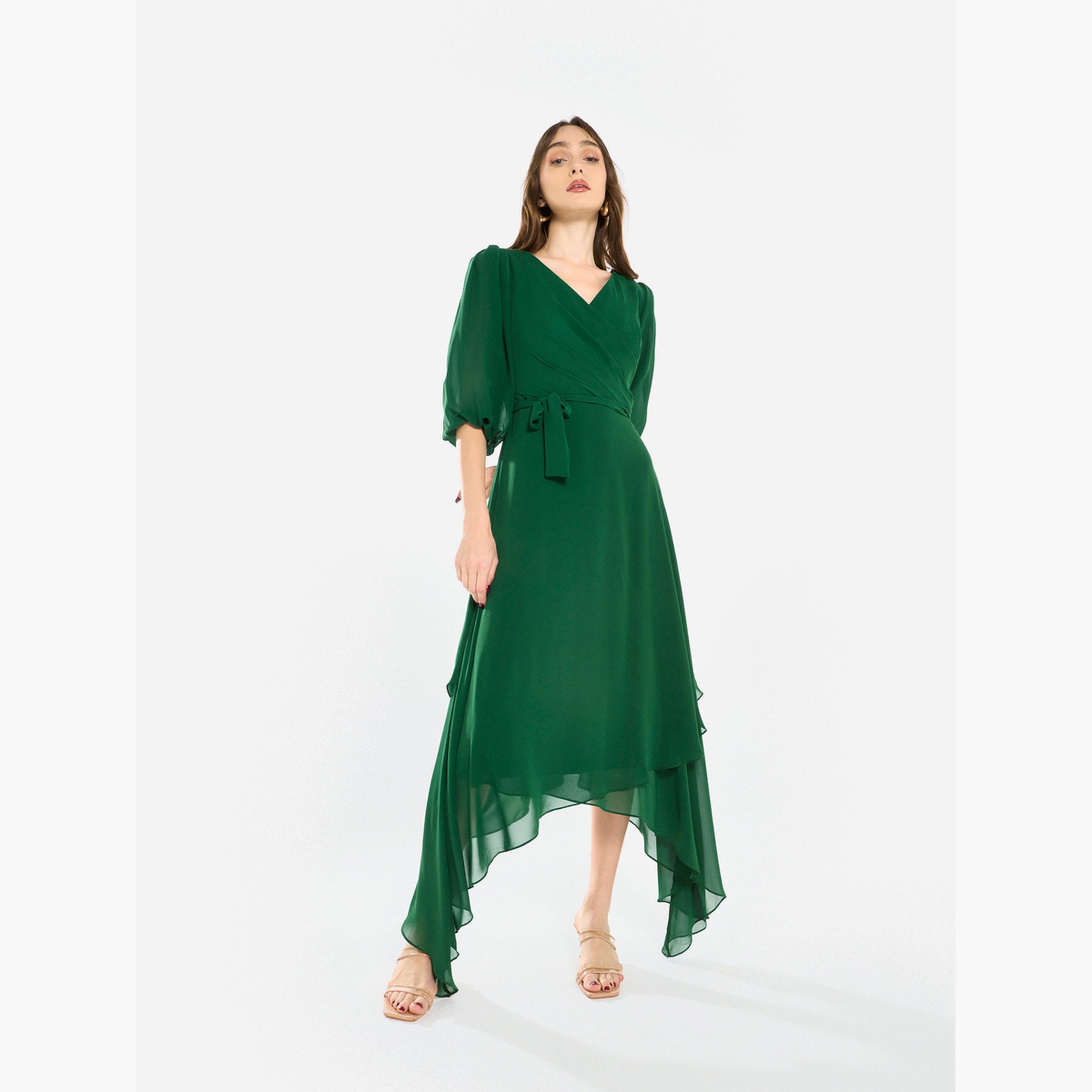 فستان طويل شيفون بطبقات وتصميم غير متماثل-women-clothing-dresses-image-2