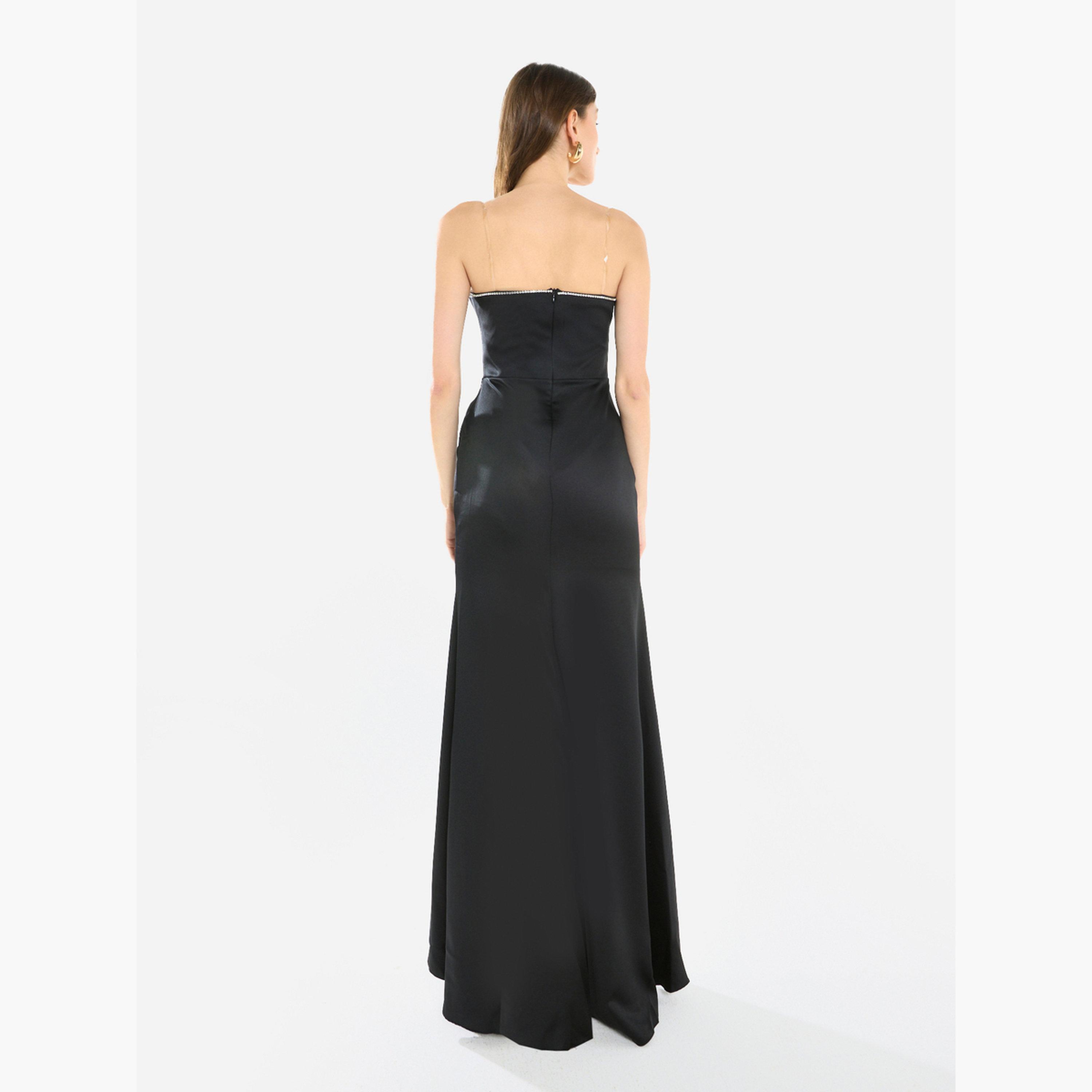 فستان سهرة كريب بتصميم محدد وبدون حمالات-women-clothing-dresses-image-4