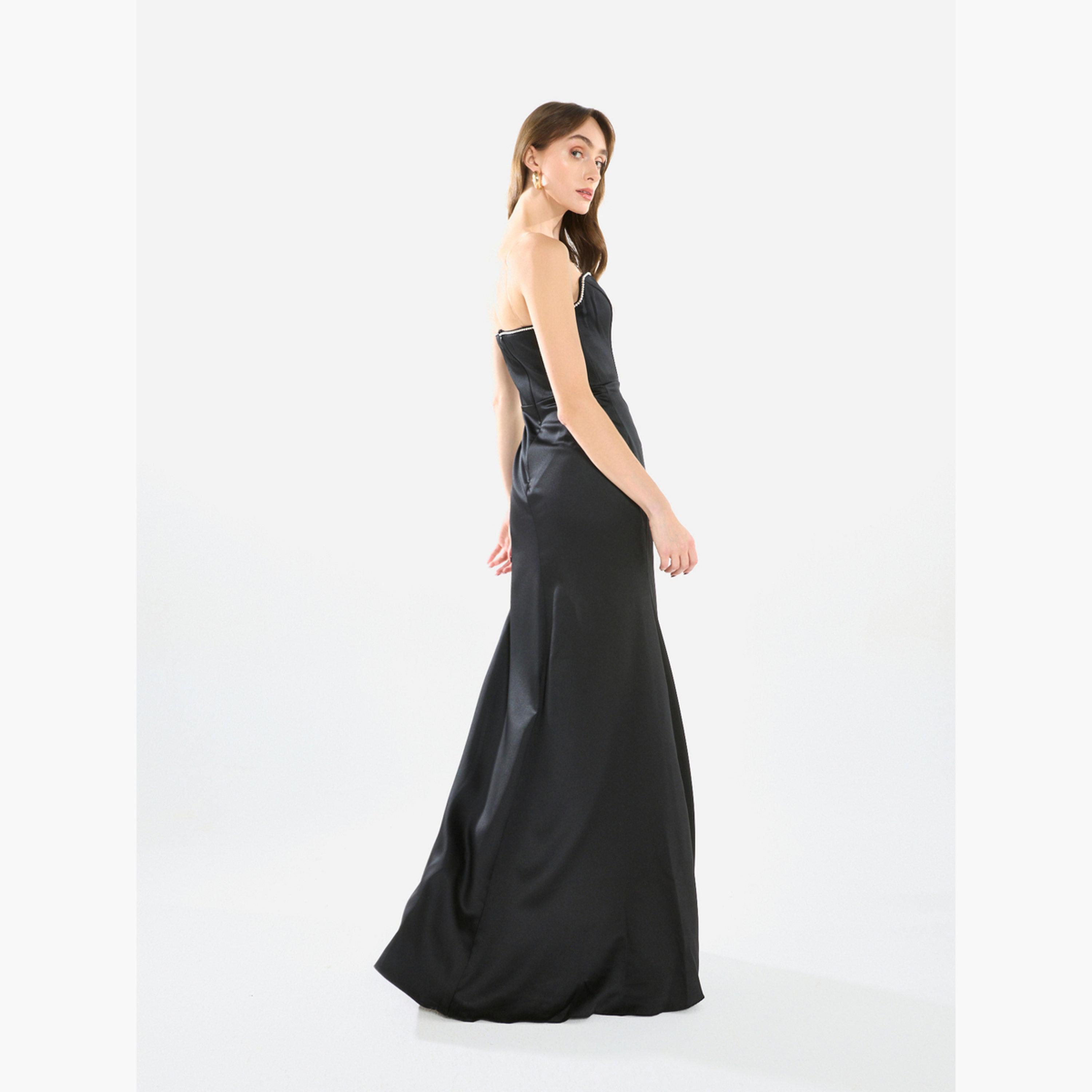 فستان سهرة كريب بتصميم محدد وبدون حمالات-women-clothing-dresses-image-5