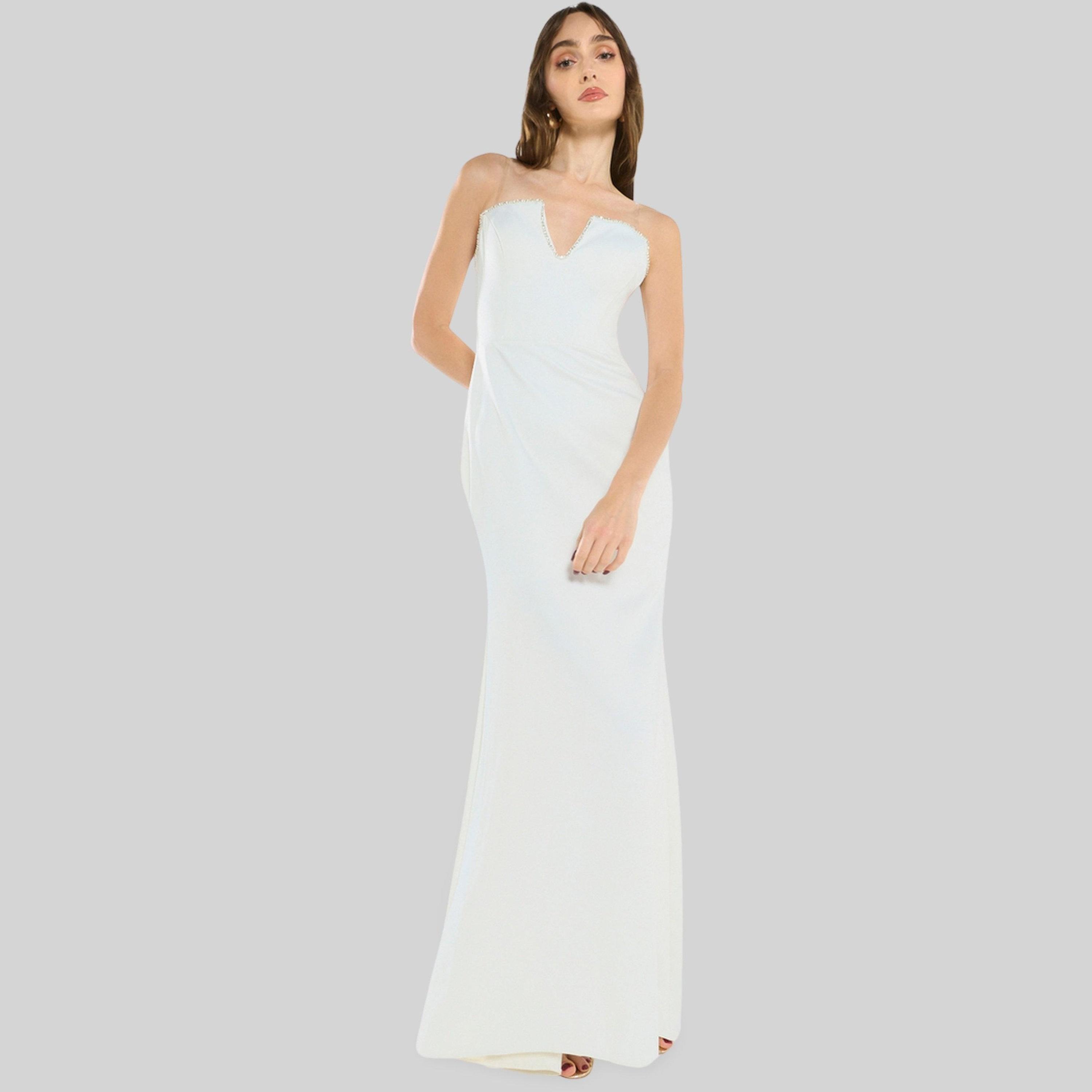 House of Moda Women Strapless Crepe Structured Gown Dress-women-clothing-dresses-image-2