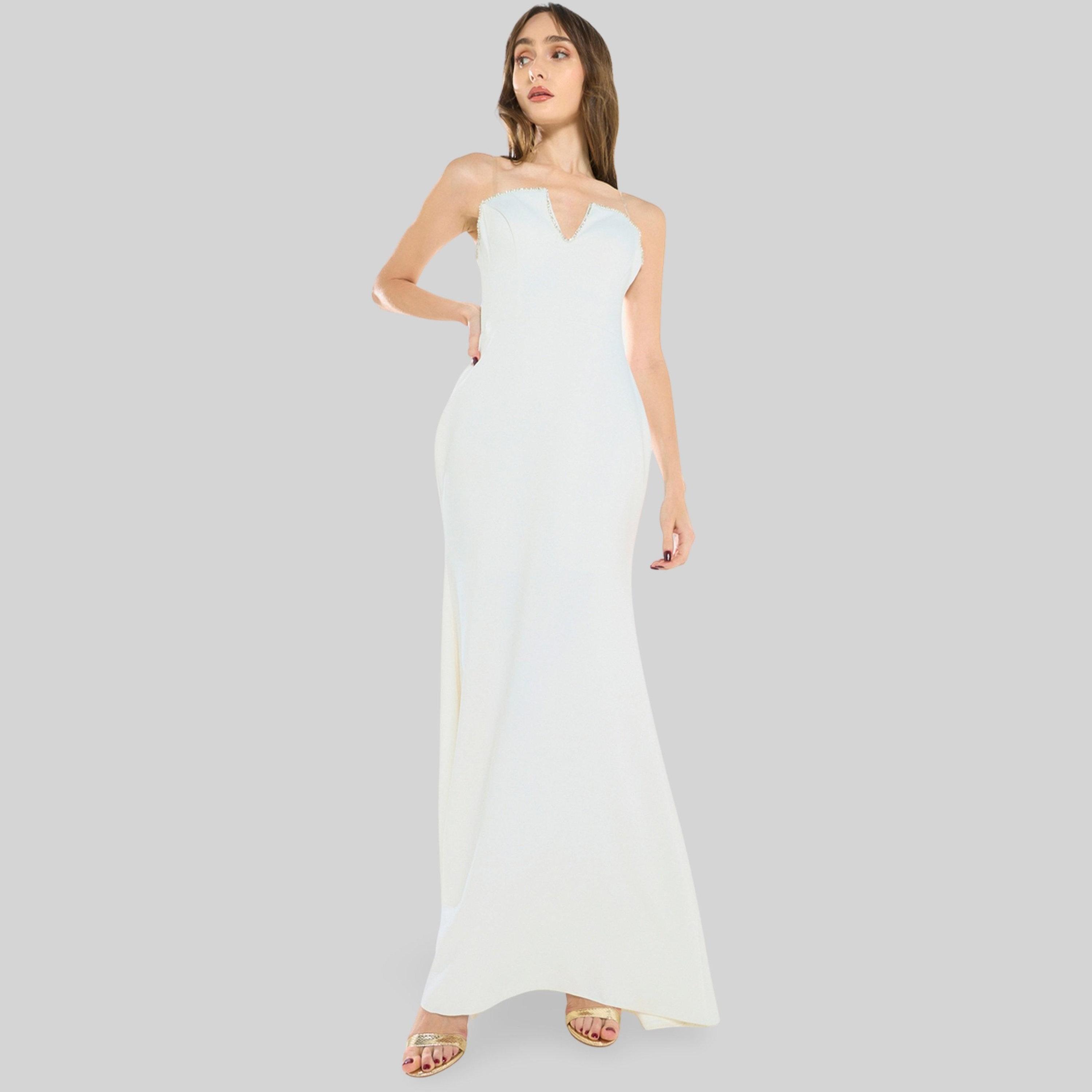 House of Moda Women Strapless Crepe Structured Gown Dress-women-clothing-dresses-image-3