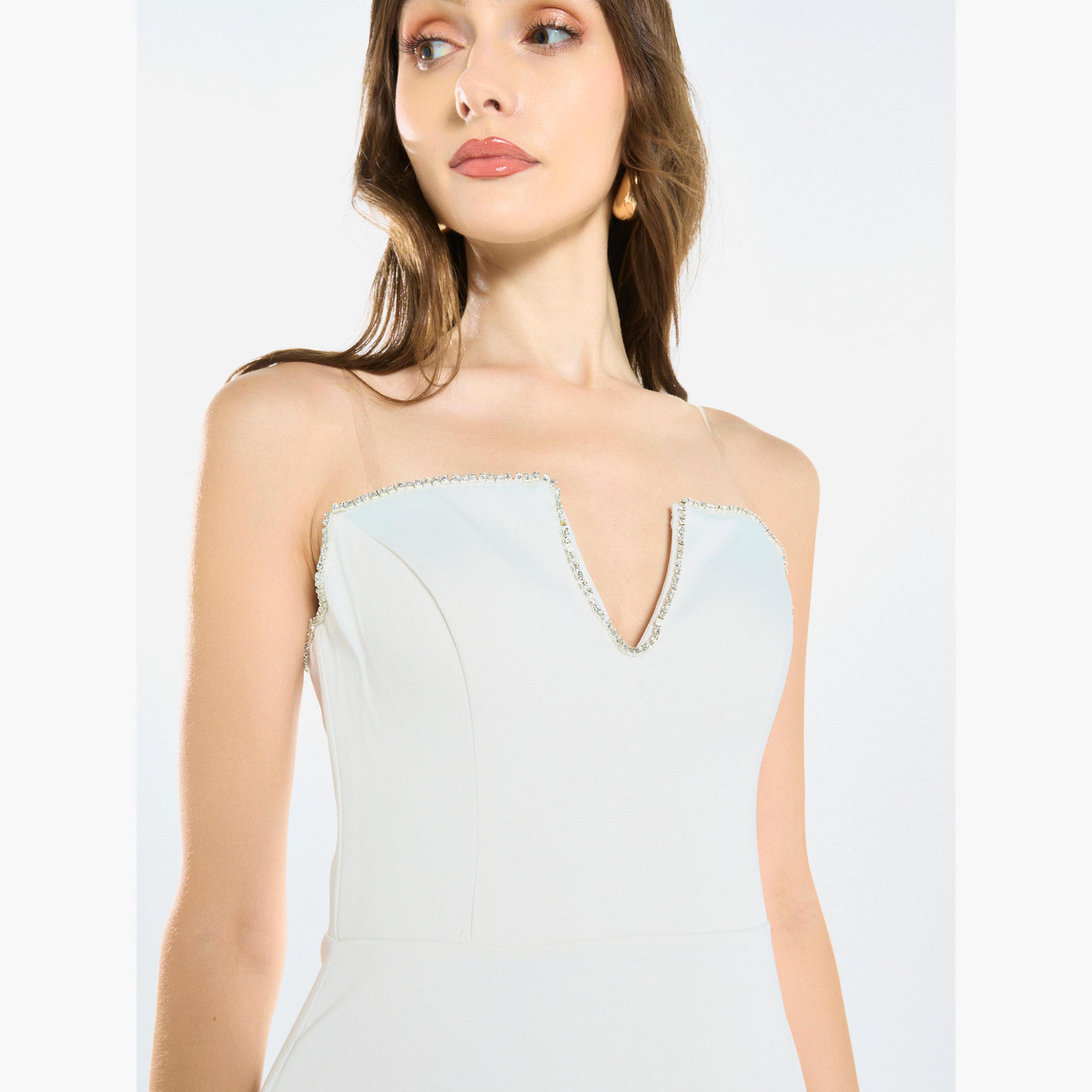 فستان سهرة كريب بتصميم محدد وبدون حمالات-women-clothing-dresses-image-6