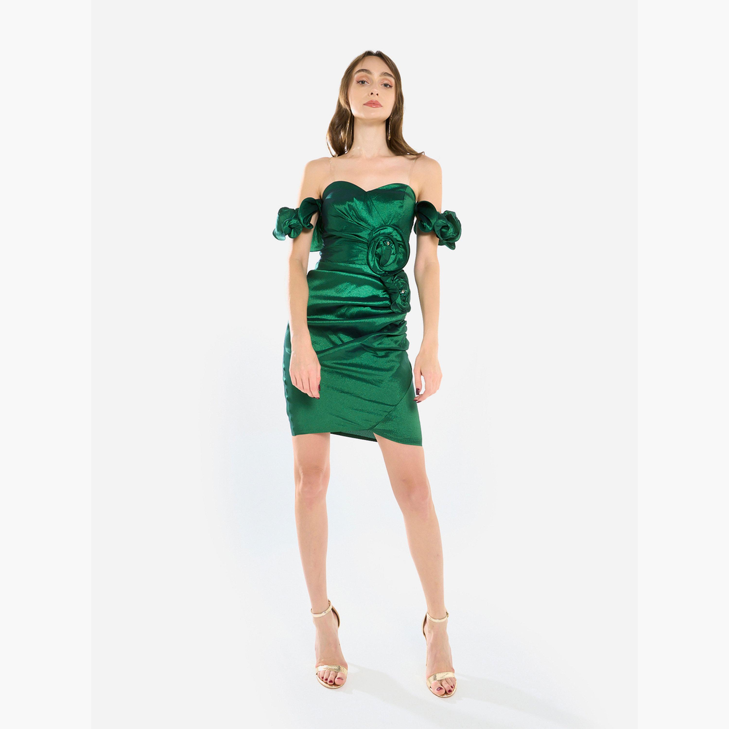 House of Moda Women Rosette Detail Satin Mini Dress-women-clothing-dresses-image-3