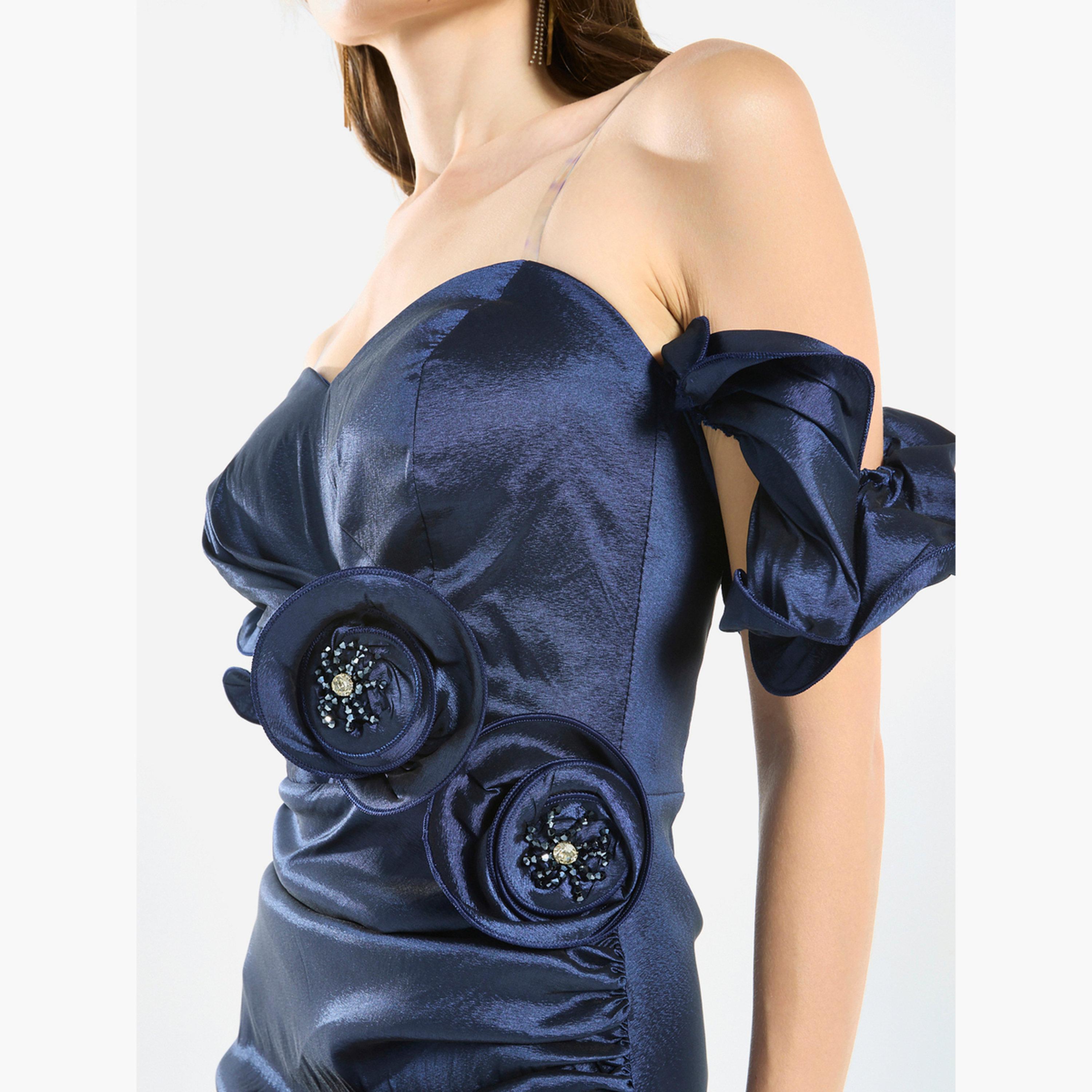 House of Moda Women Rosette Detail Satin Mini Dress-women-clothing-dresses-image-6