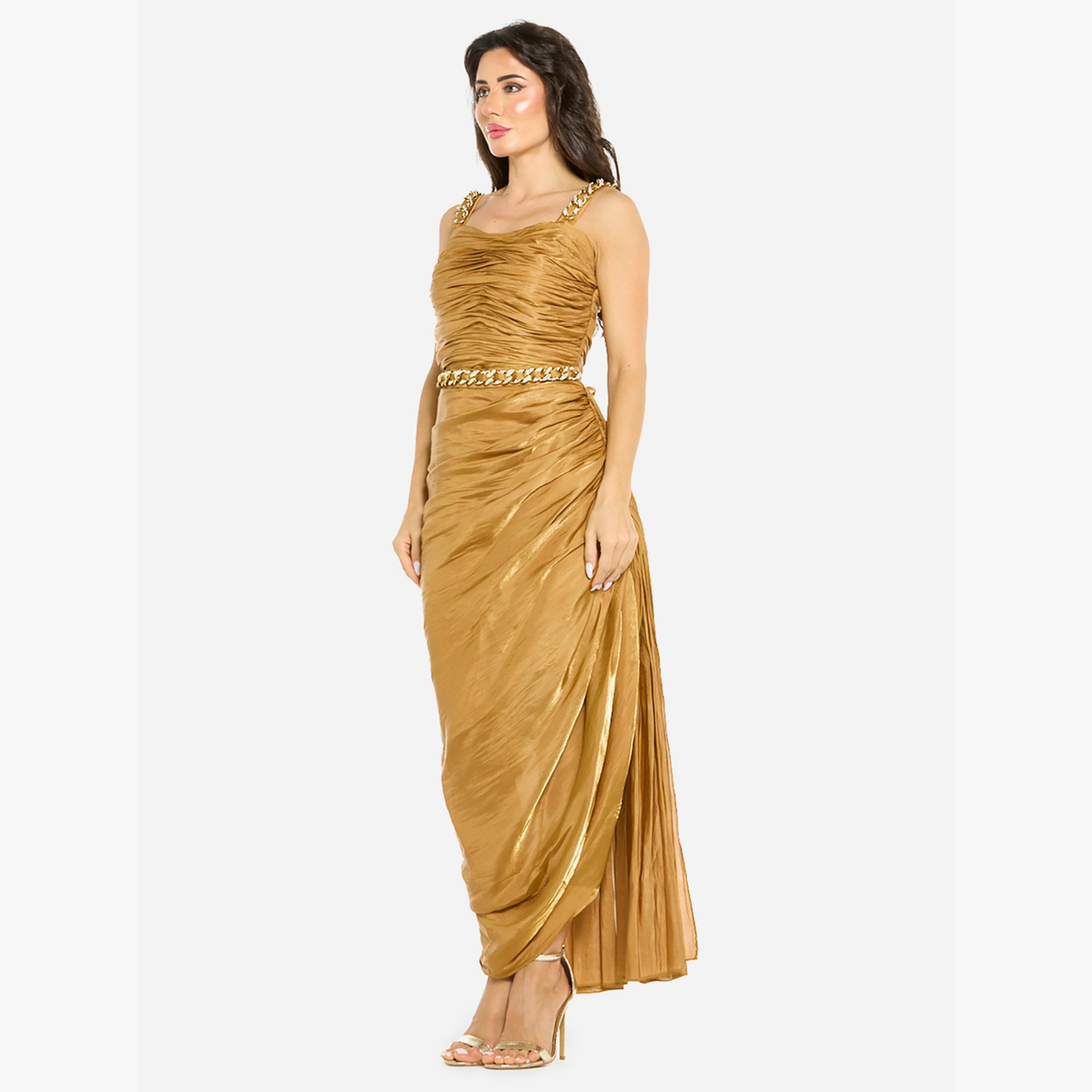 House of Moda Women Ruched Chain Strap Gown Maxi Dress-women-clothing-dresses-image-2
