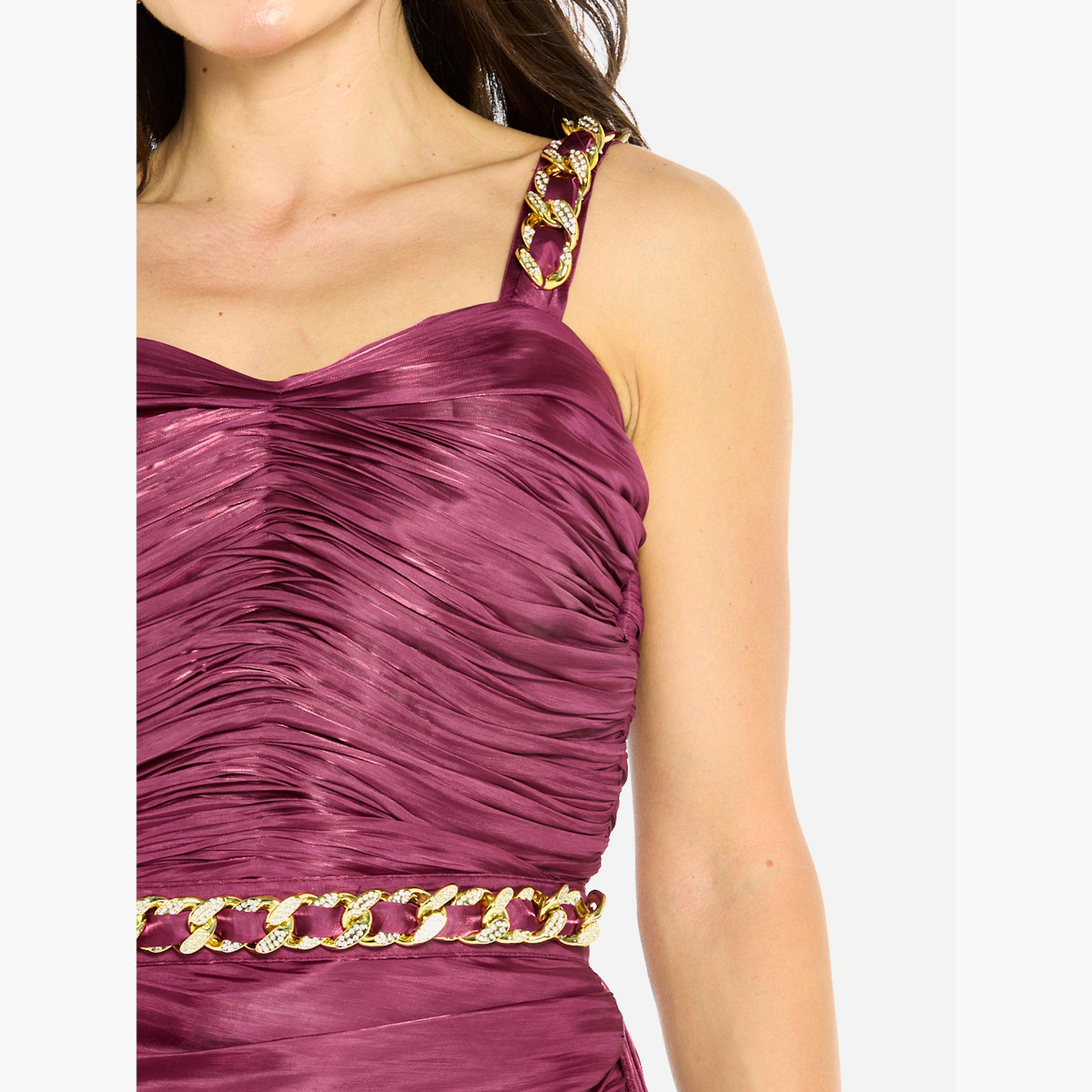 House of Moda Women Ruched Chain Strap Gown Maxi Dress-women-clothing-dresses-image-4