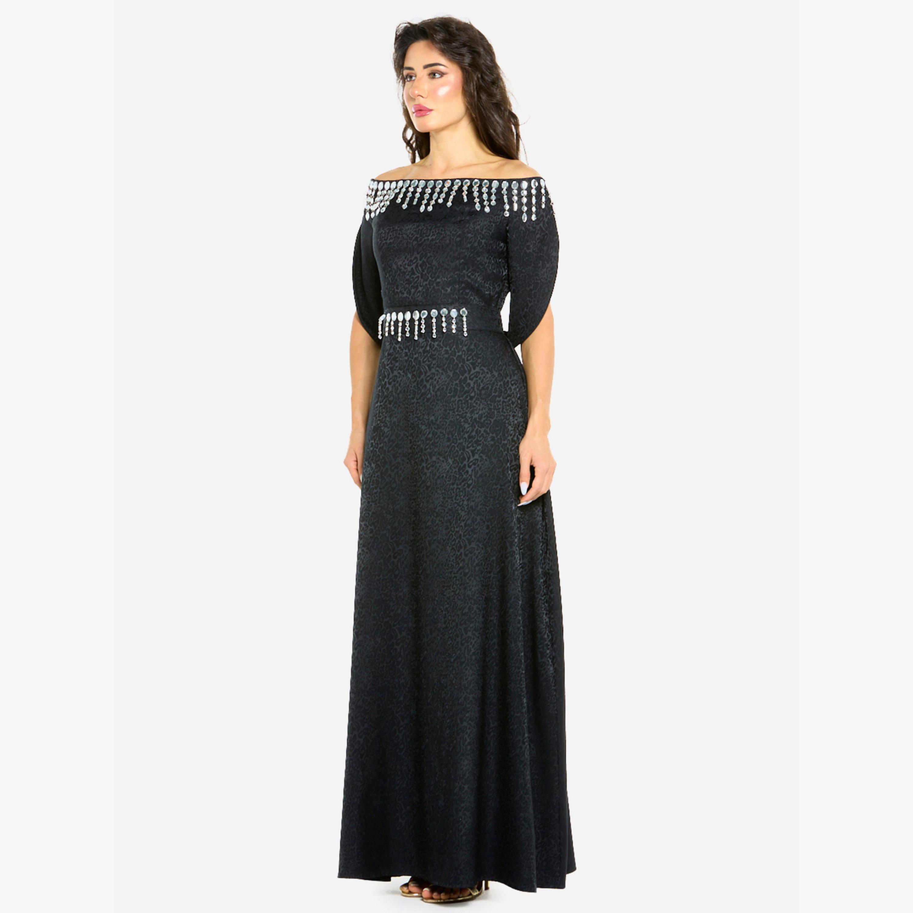 فستان سهرة مزين وأكتاف مكشوفة-women-clothing-dresses-image-2