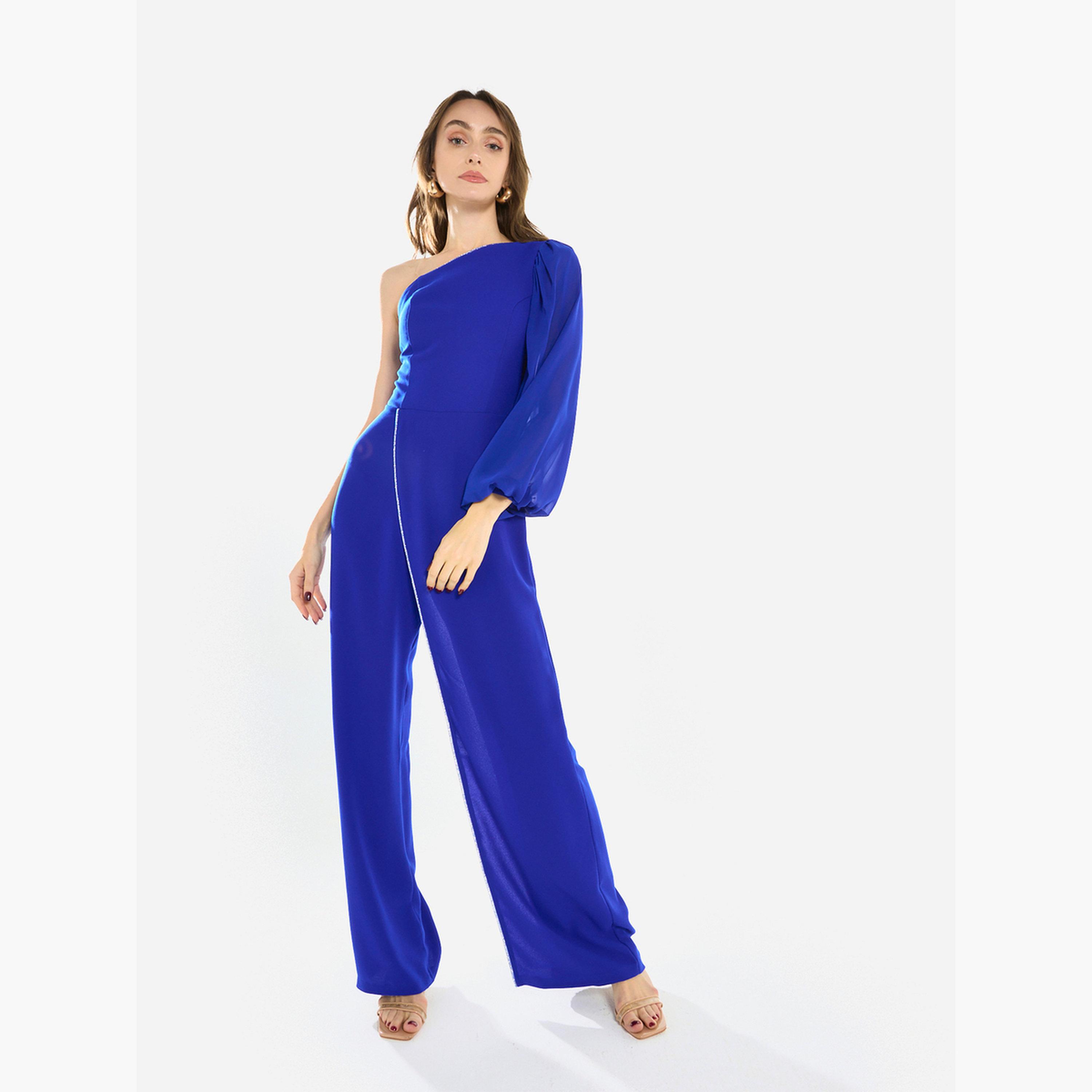 House of Moda Women Crystal Trim One Shoulder Jumpsuit-women-clothing-jumpsuits-image-1