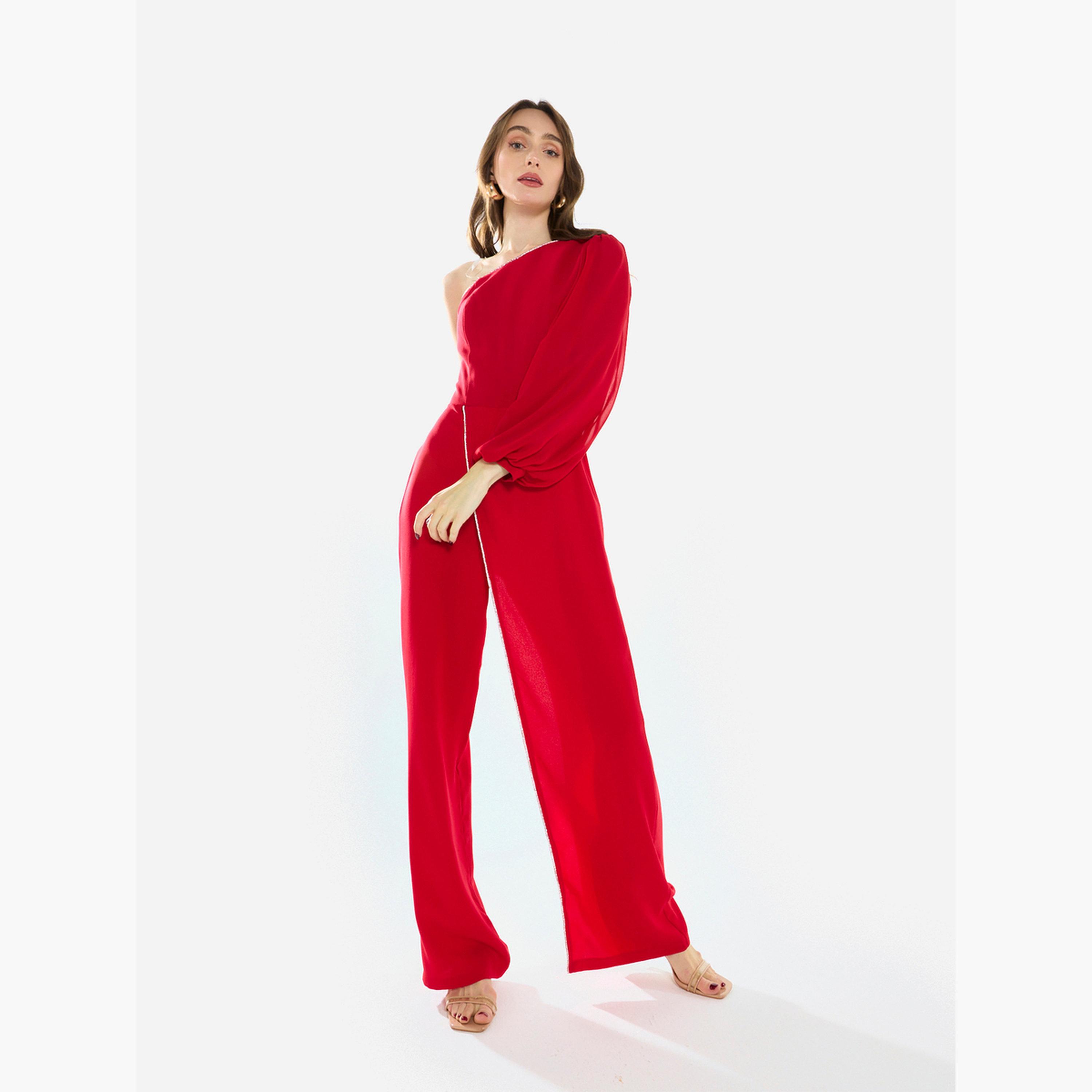 House of Moda Women Crystal Trim One-Shoulder Jumpsuit-women-clothing-jumpsuits-image-2