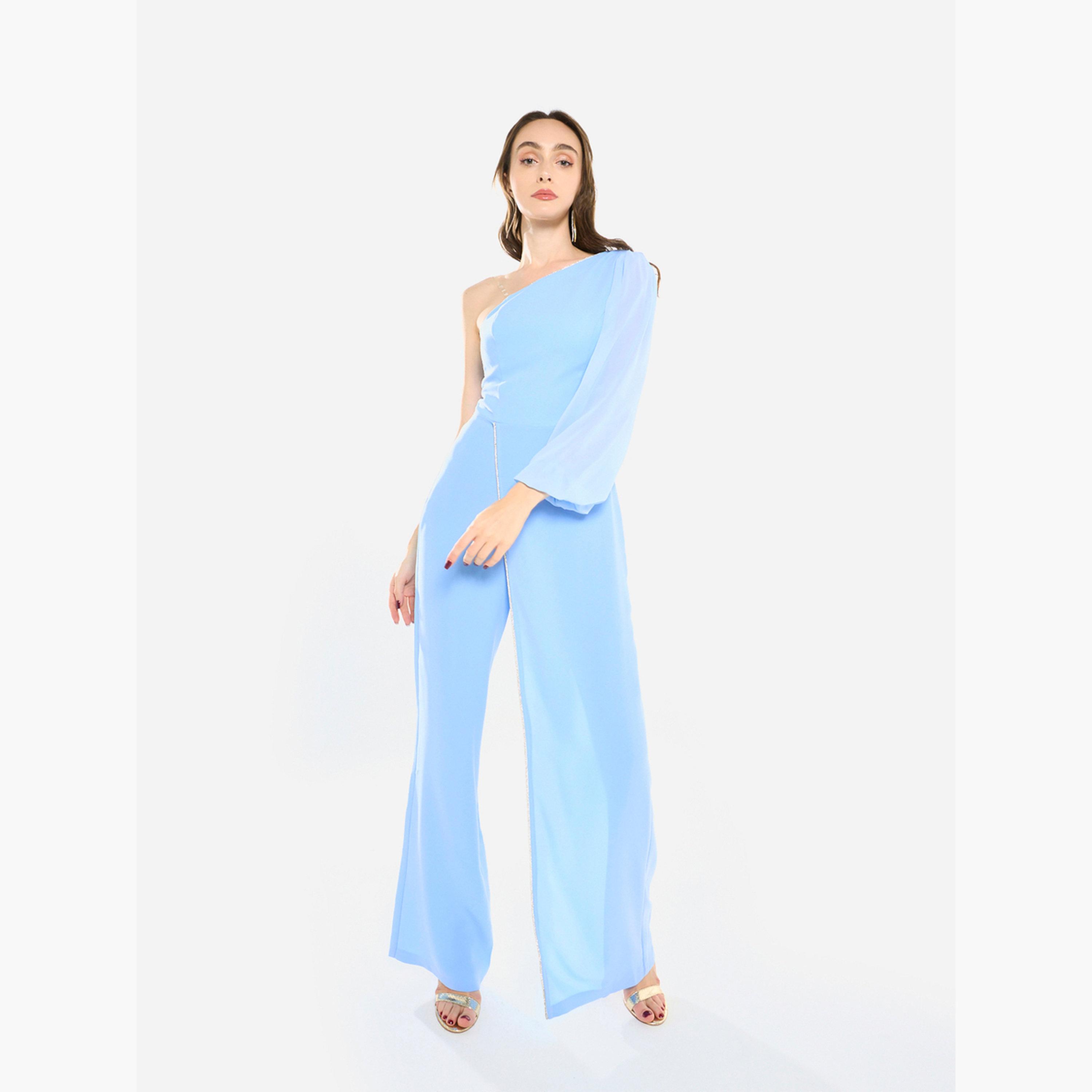 House of Moda Women Crystal Trim One-Shoulder Jumpsuit-women-clothing-jumpsuits-image-2