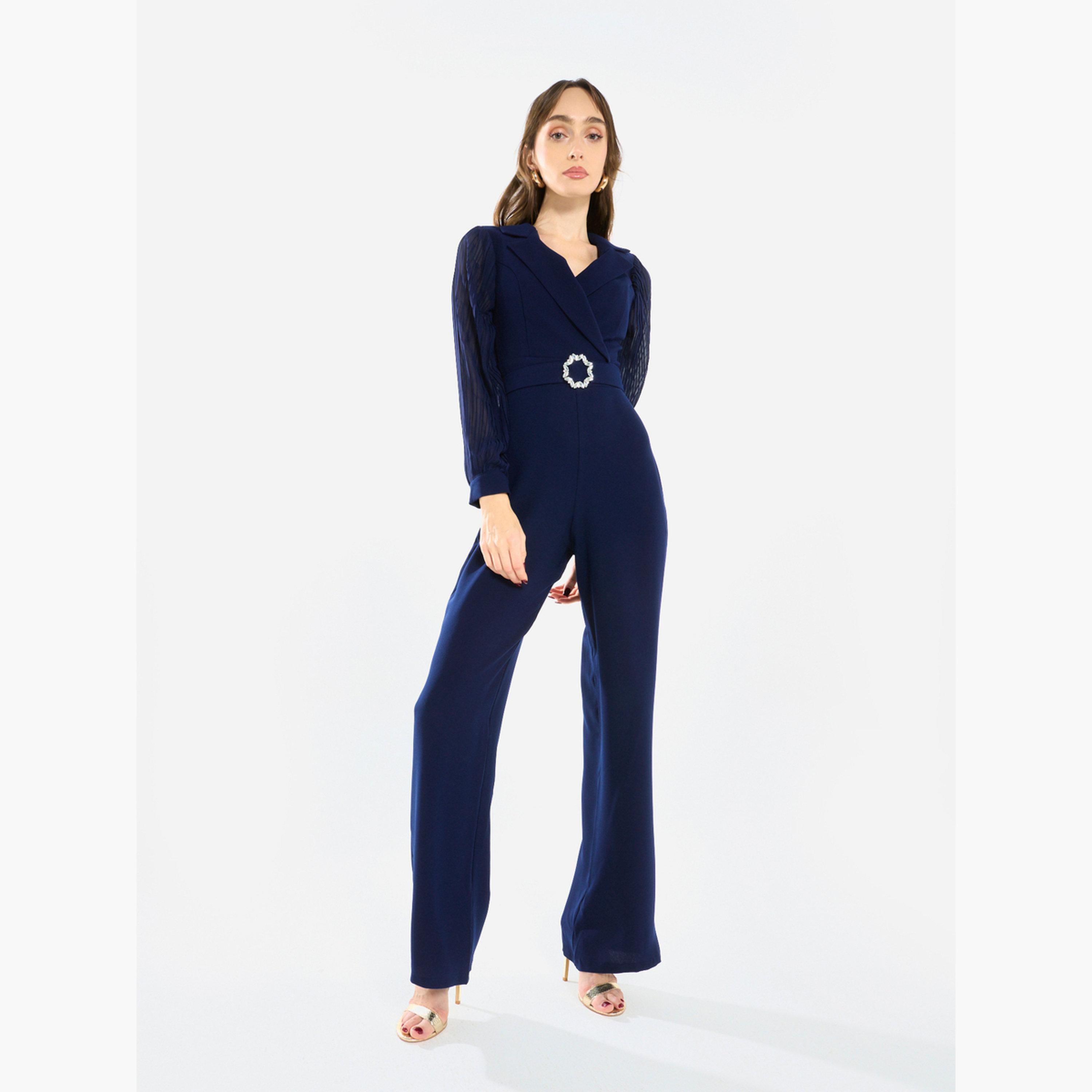 House of Moda Women Notch Lapel Straight Leg Jumpsuit-women-clothing-jumpsuits-image-1