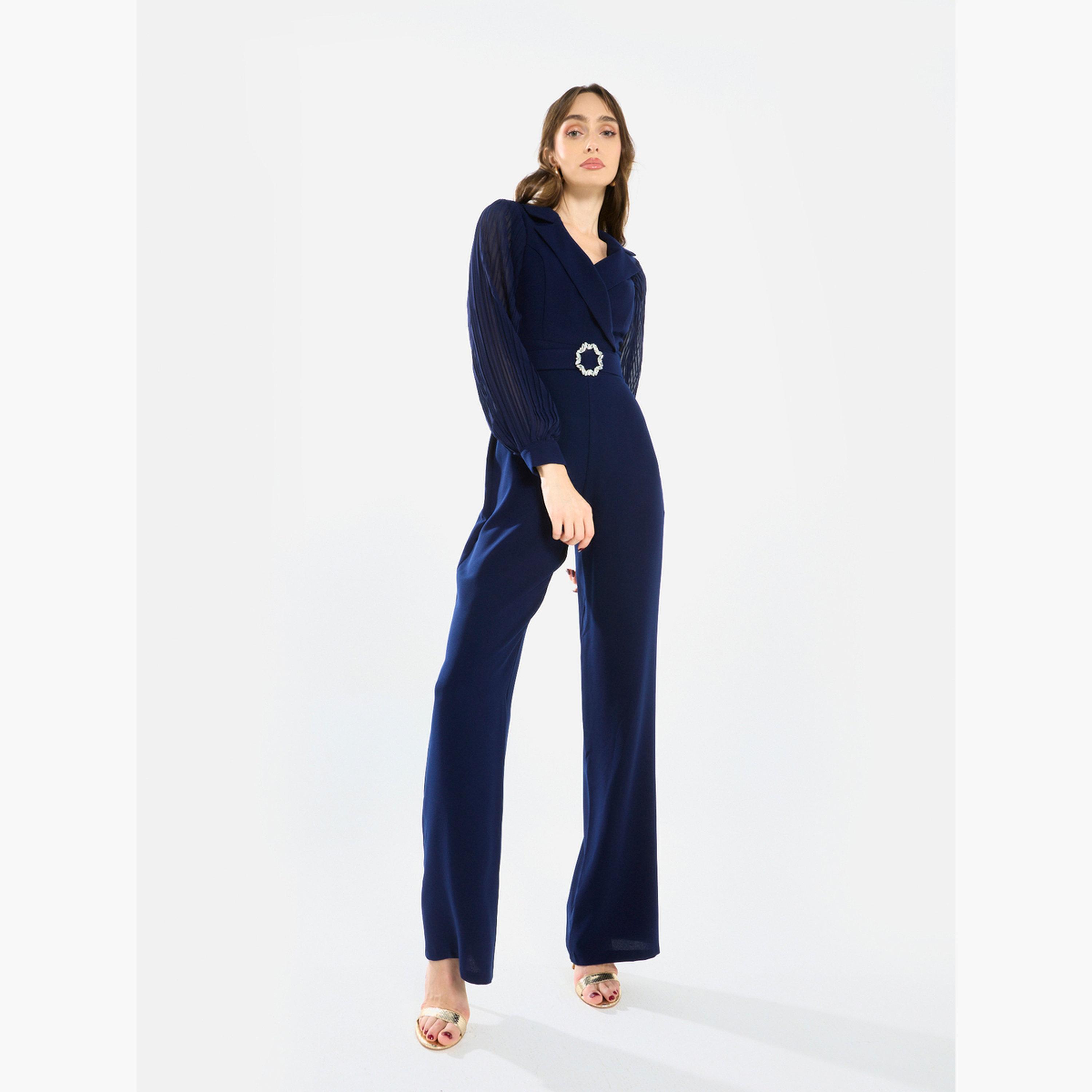 جمبسوت بياقة مطوية وأرجل مستقيمة-women-clothing-jumpsuits-image-3