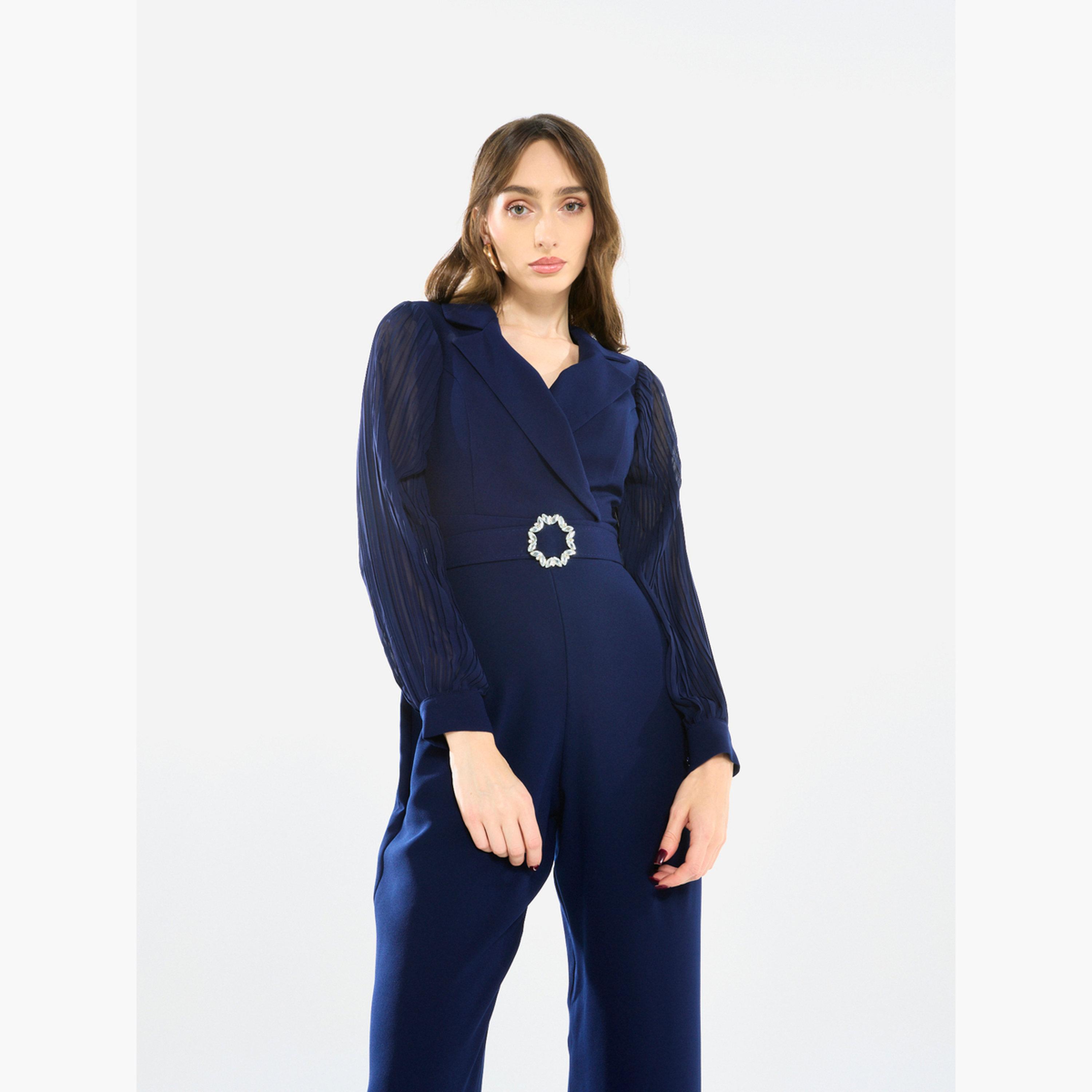 جمبسوت بياقة مطوية وأرجل مستقيمة-women-clothing-jumpsuits-image-4