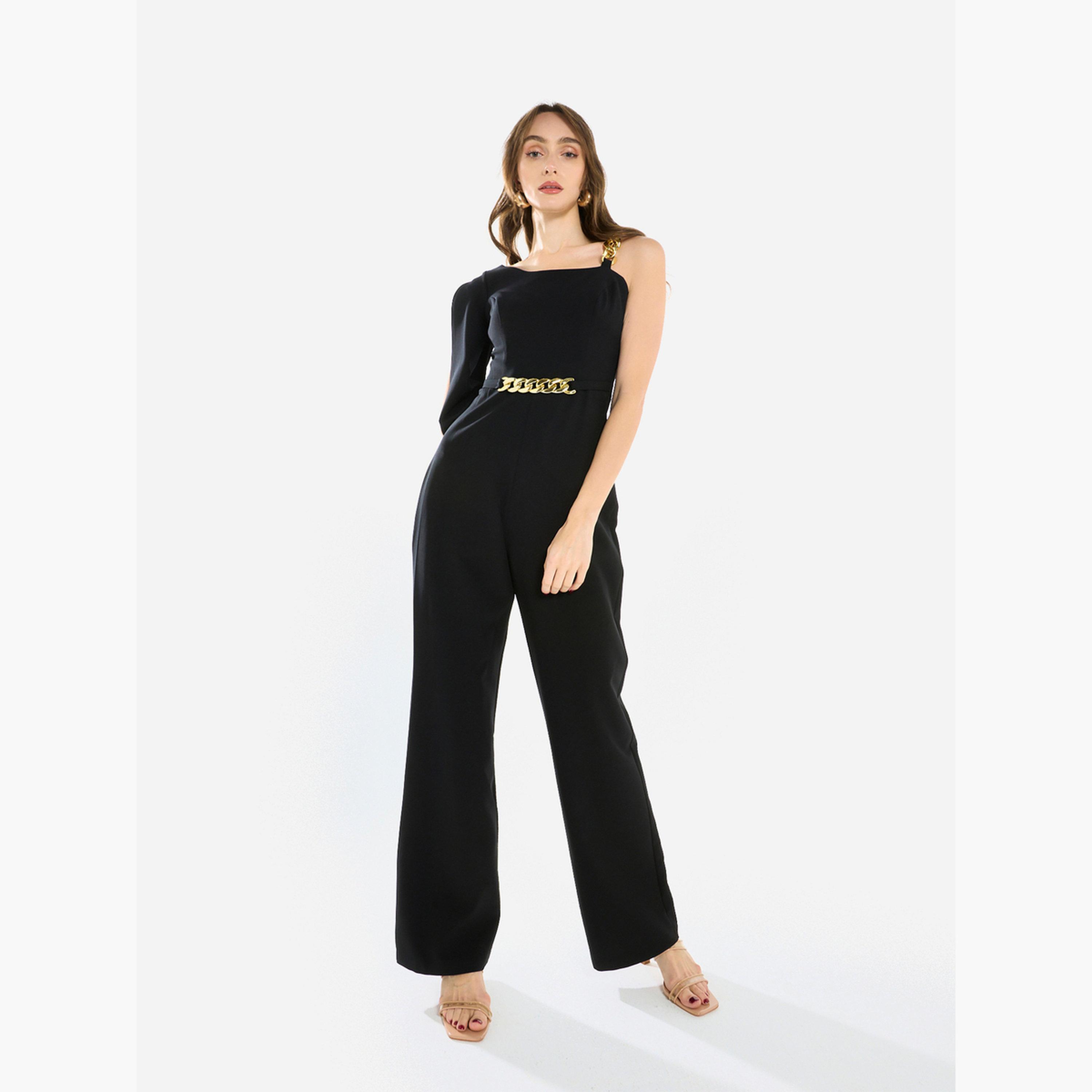 جمبسوت بكتف واحد وتفاصيل سلسلة-women-clothing-jumpsuits-image-1
