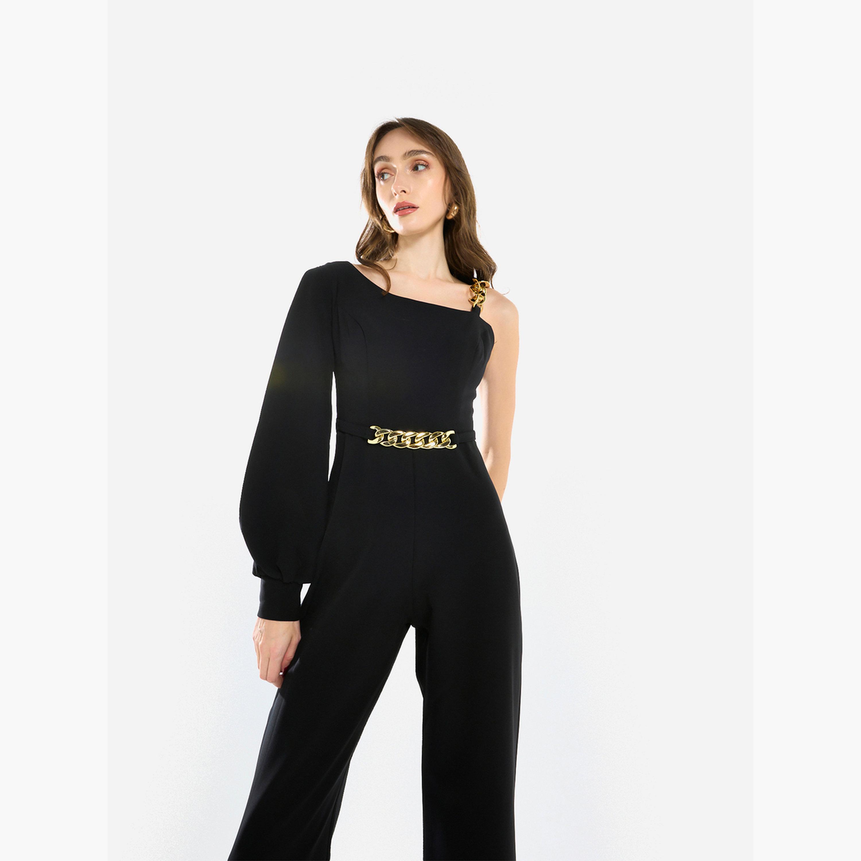 جمبسوت بكتف واحد وتفاصيل سلسلة-women-clothing-jumpsuits-image-4