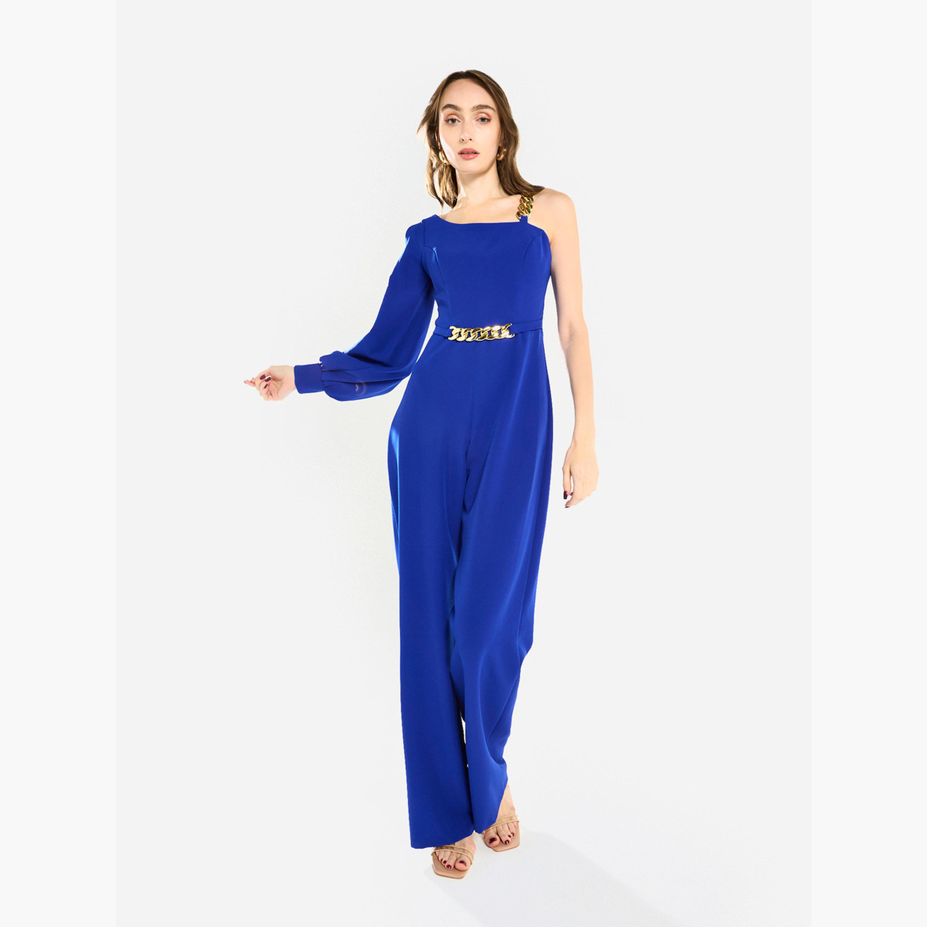 جمبسوت بكتف واحد وتفاصيل سلسلة-women-clothing-jumpsuits-image-1
