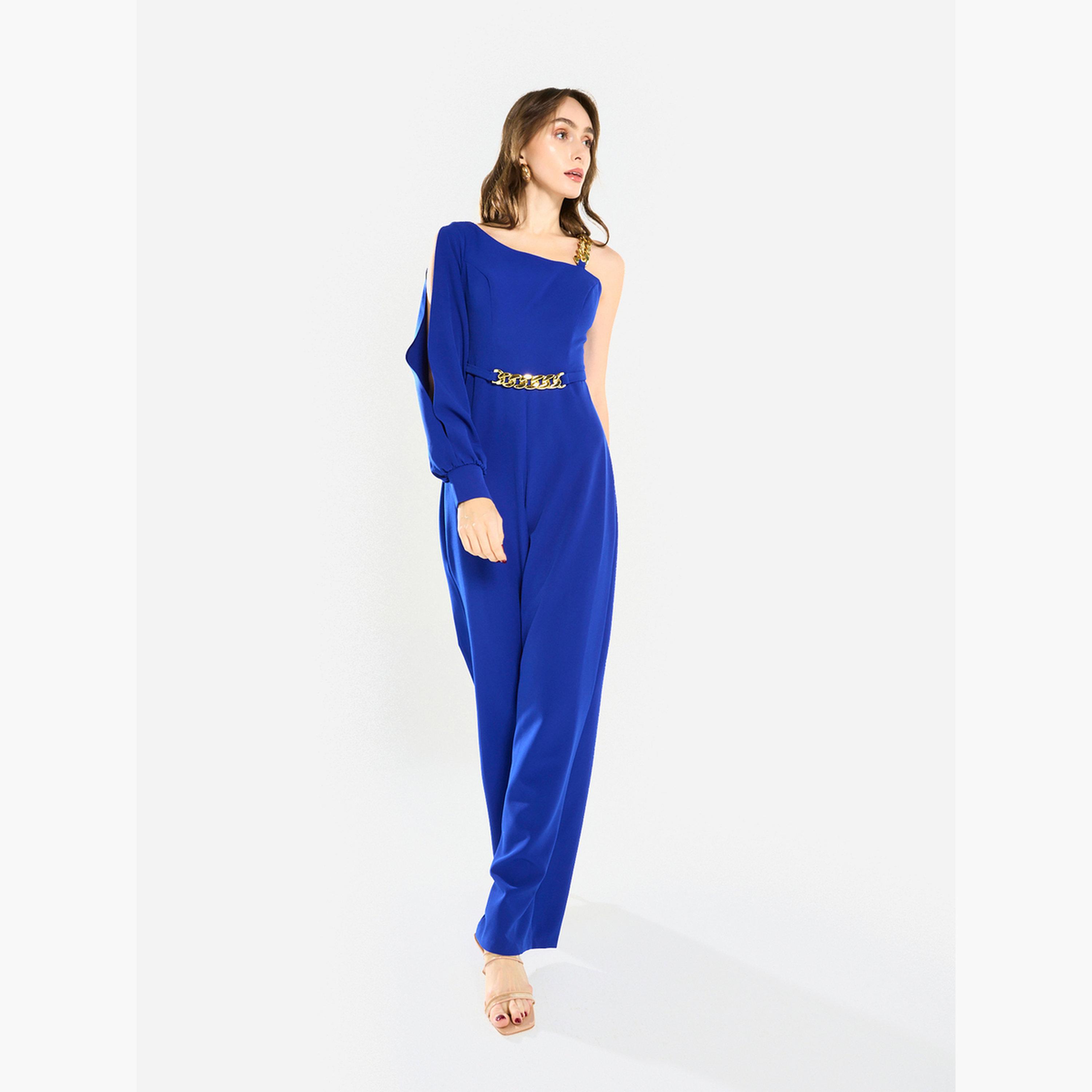 جمبسوت بكتف واحد وتفاصيل سلسلة-women-clothing-jumpsuits-image-3