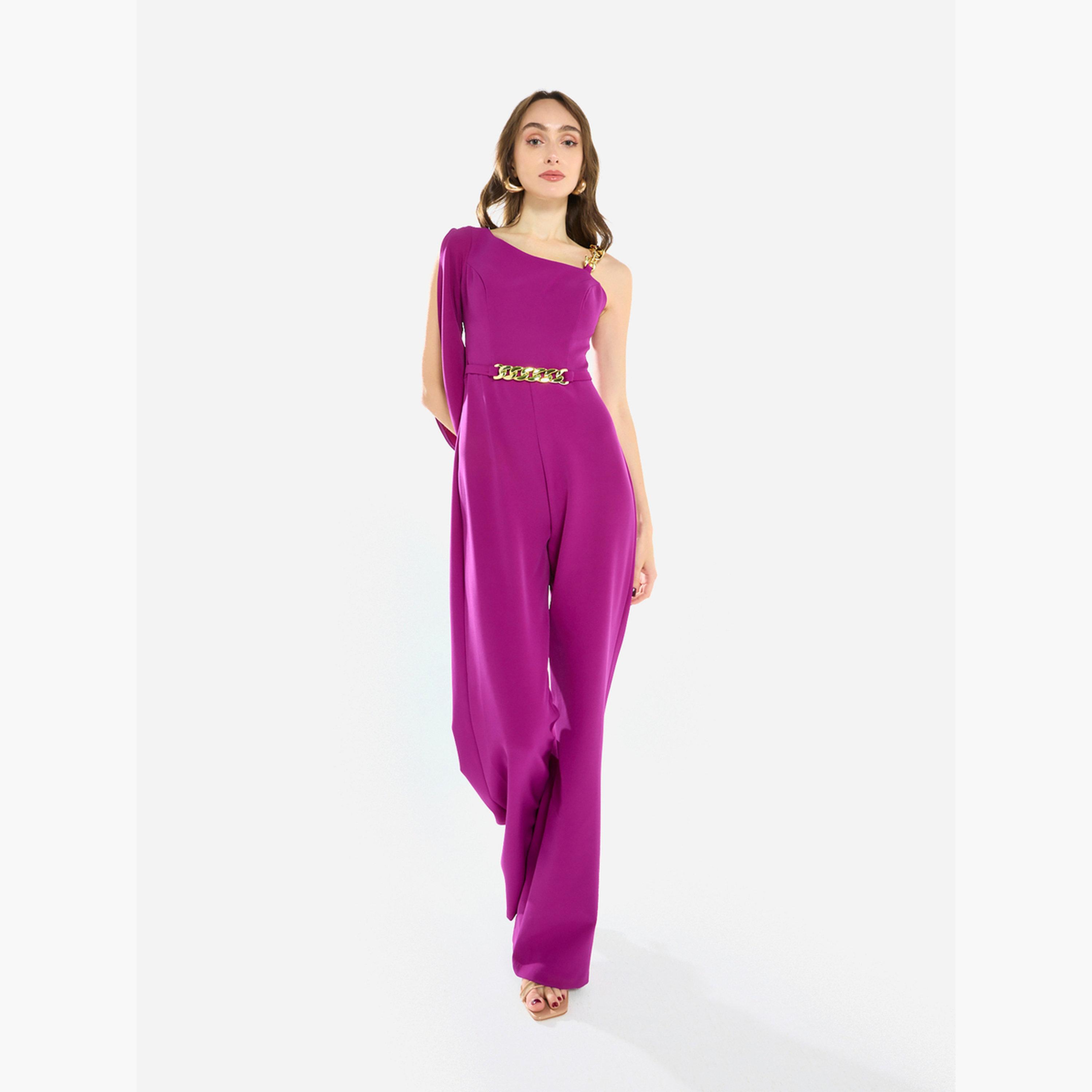 House of Moda Women One Shoulder Chain Accent Jumpsuit-women-clothing-jumpsuits-image-1