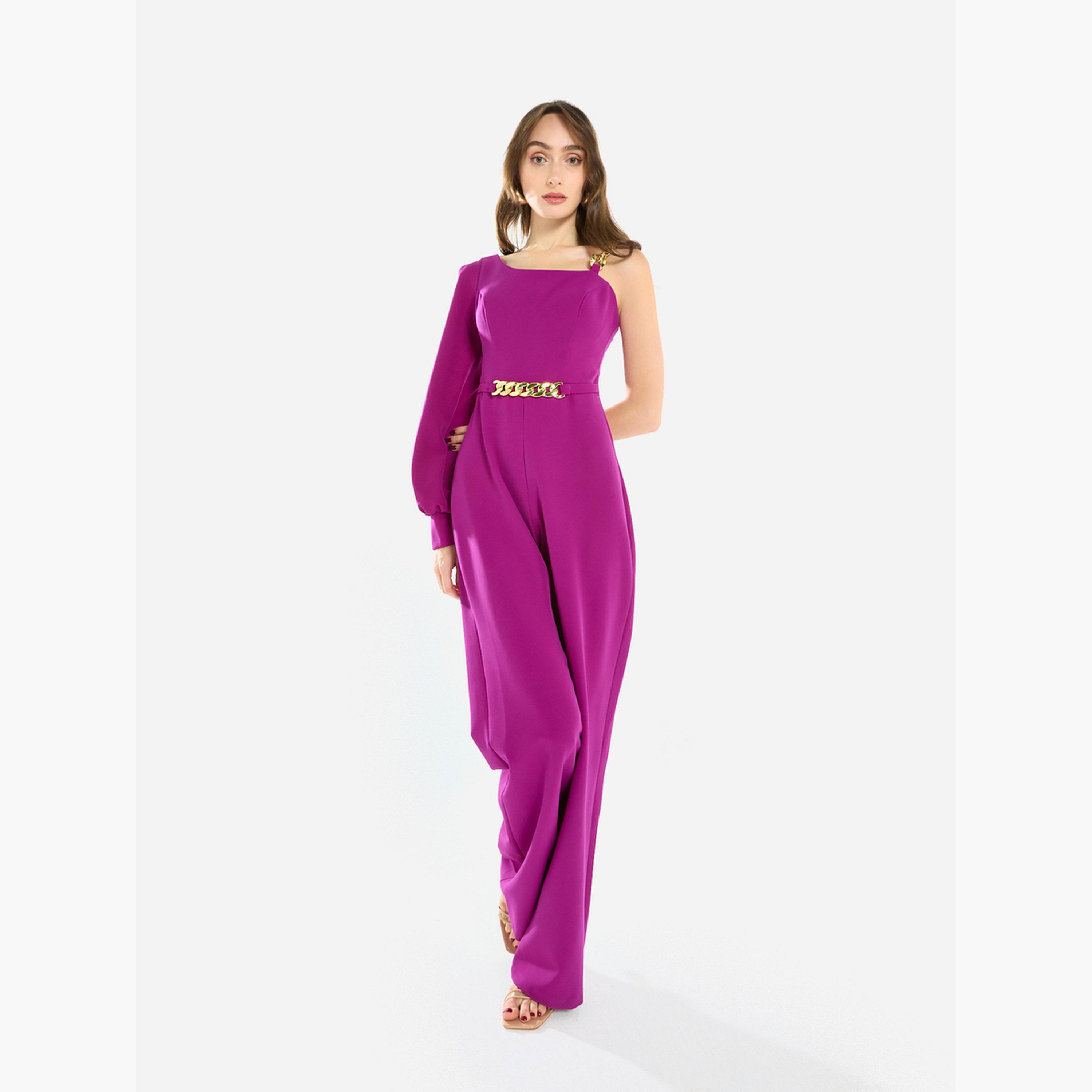 جمبسوت بكتف واحد وتفاصيل سلسلة-women-clothing-jumpsuits-image-3