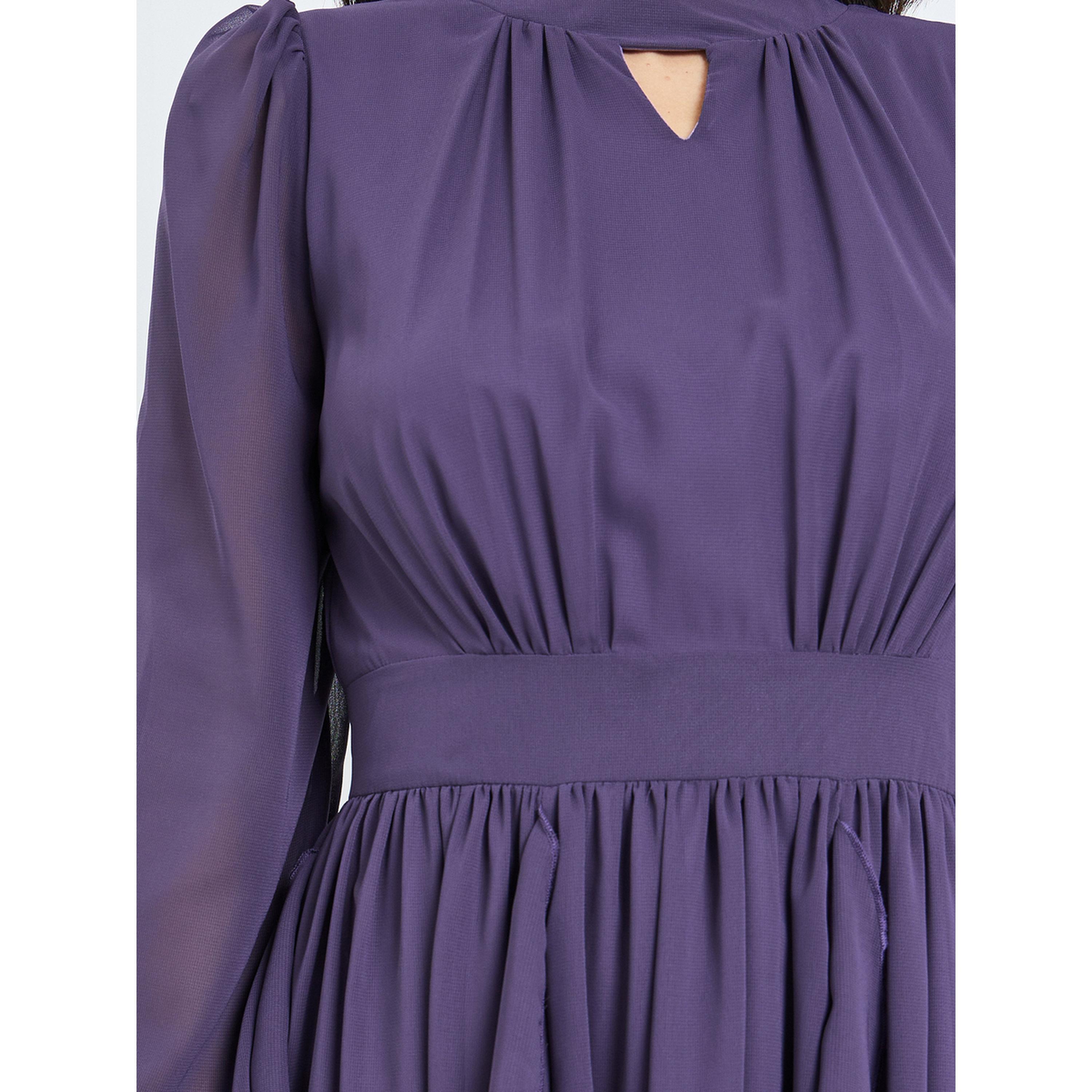 Styli Purple Ruffled Detail A-Line Midi Dress-women-clothing-dresses-image-5