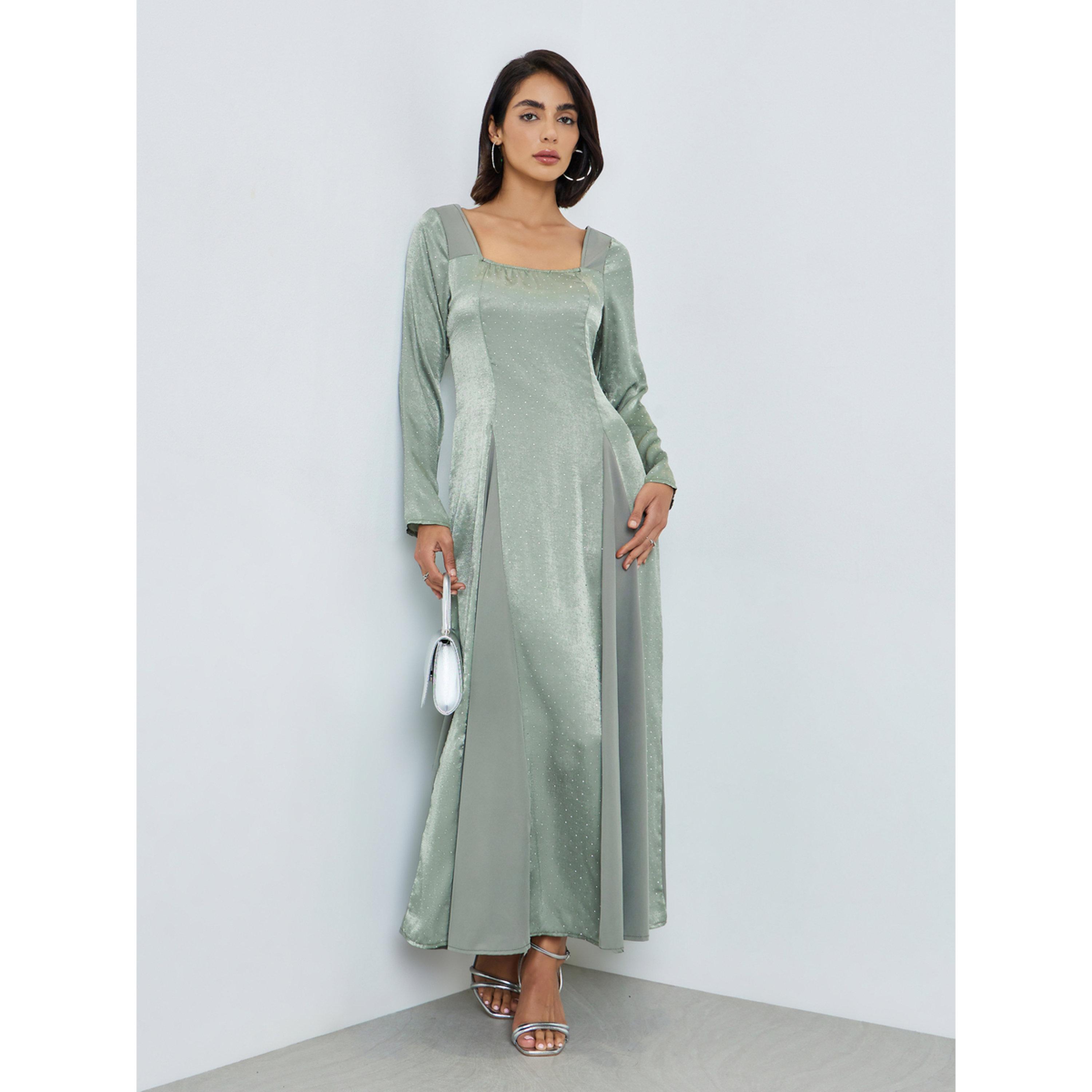 فستان طويل بياقة مربعة وطبعة نقاط-women-clothing-dresses-image-3