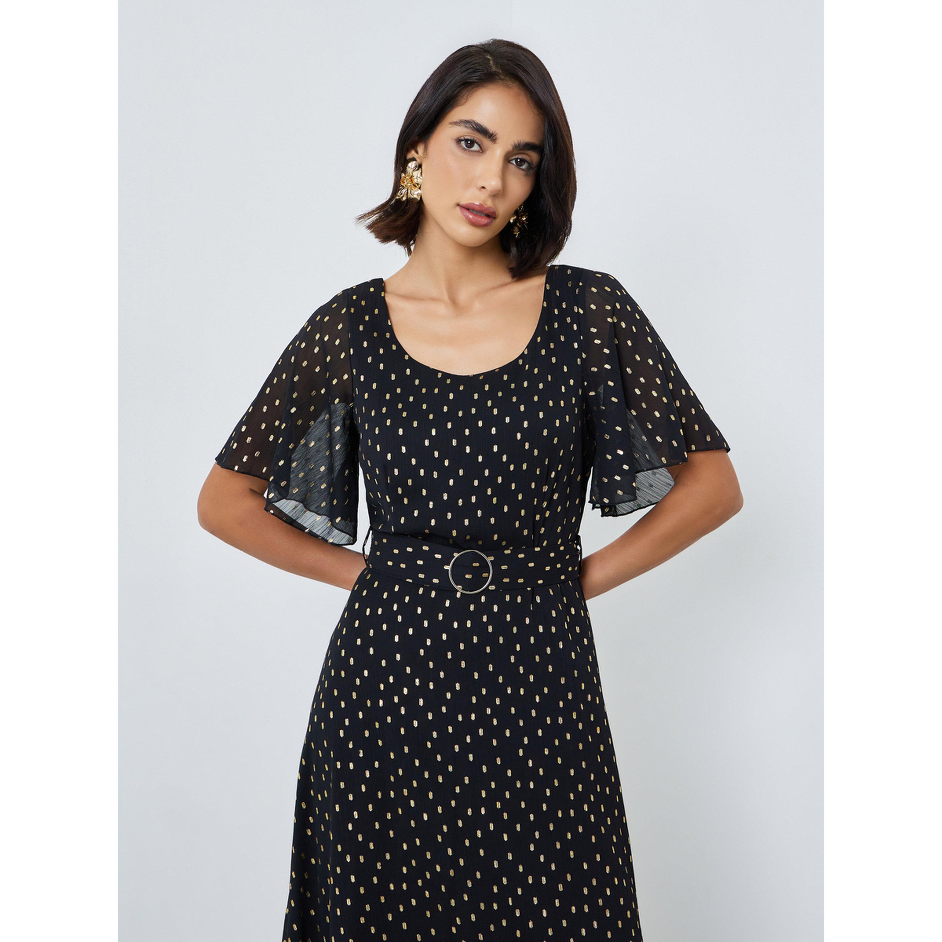 فستان طويل بطبعة فويل مع حزام-women-clothing-dresses-image-2