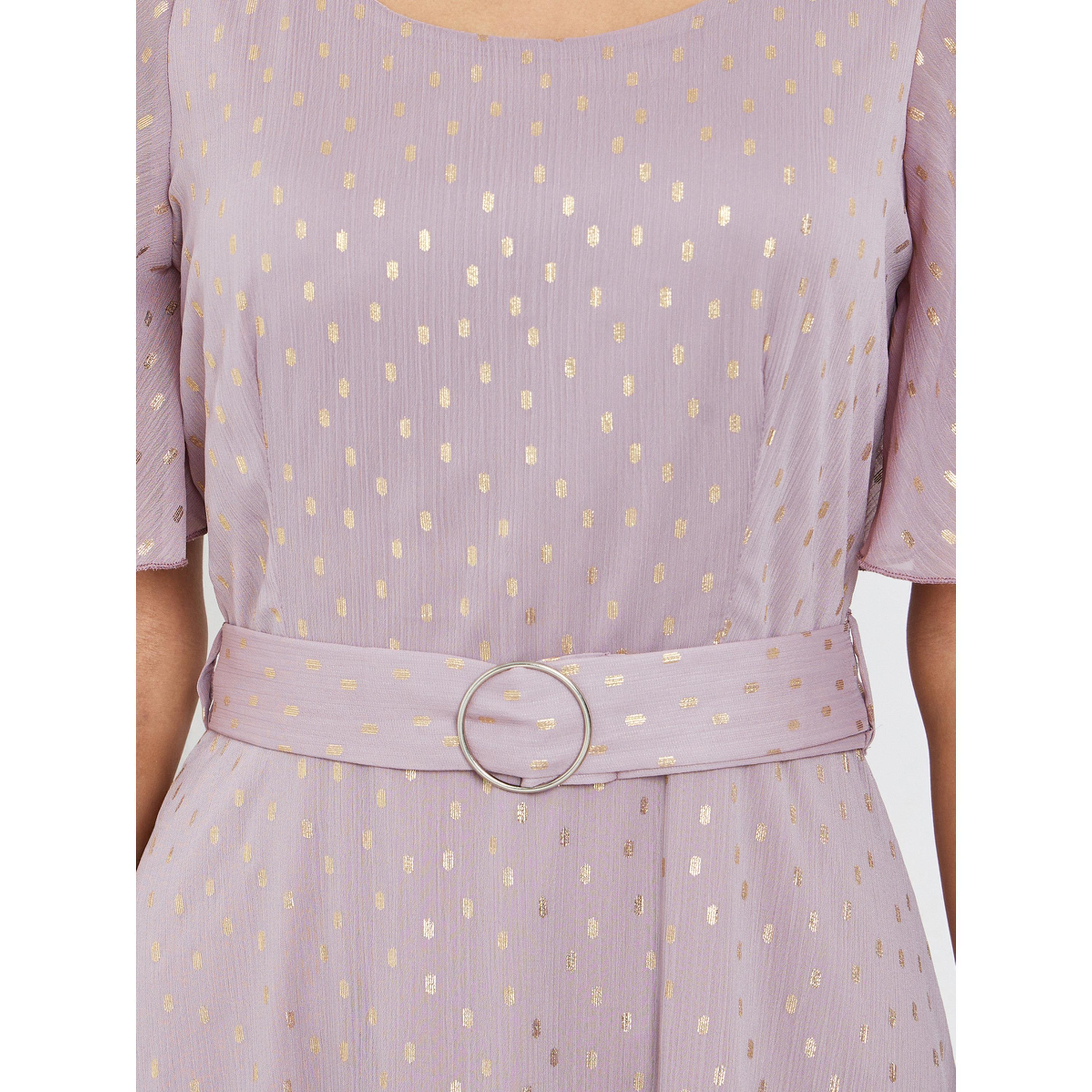Styli Lilac Foil Print Maxi Dress with Belt-women-clothing-dresses-image-5