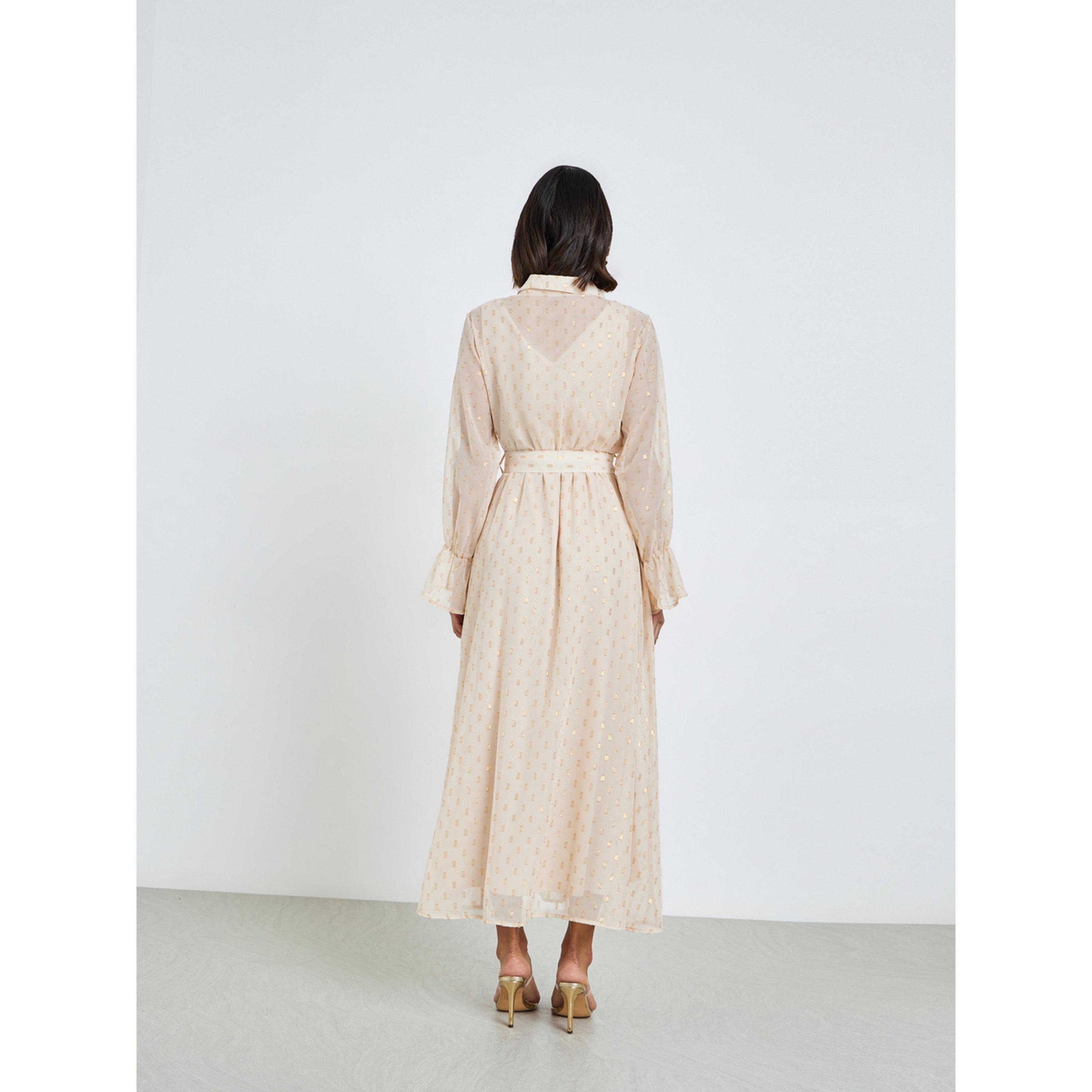 فستان طويل بنمط قميص وتصميم ذاتي مع حزام ربط-women-clothing-dresses-image-4