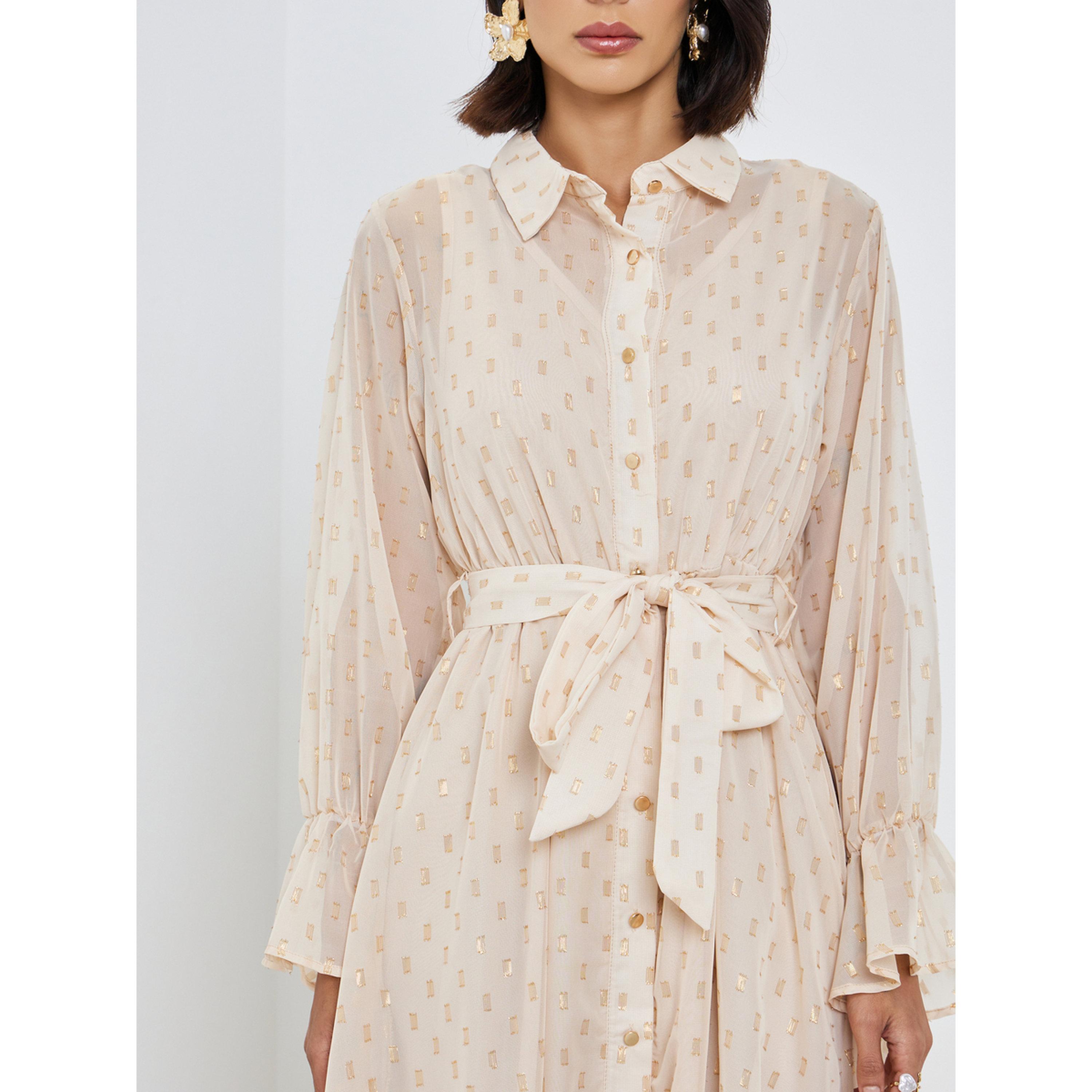 فستان طويل بنمط قميص وتصميم ذاتي مع حزام ربط-women-clothing-dresses-image-5