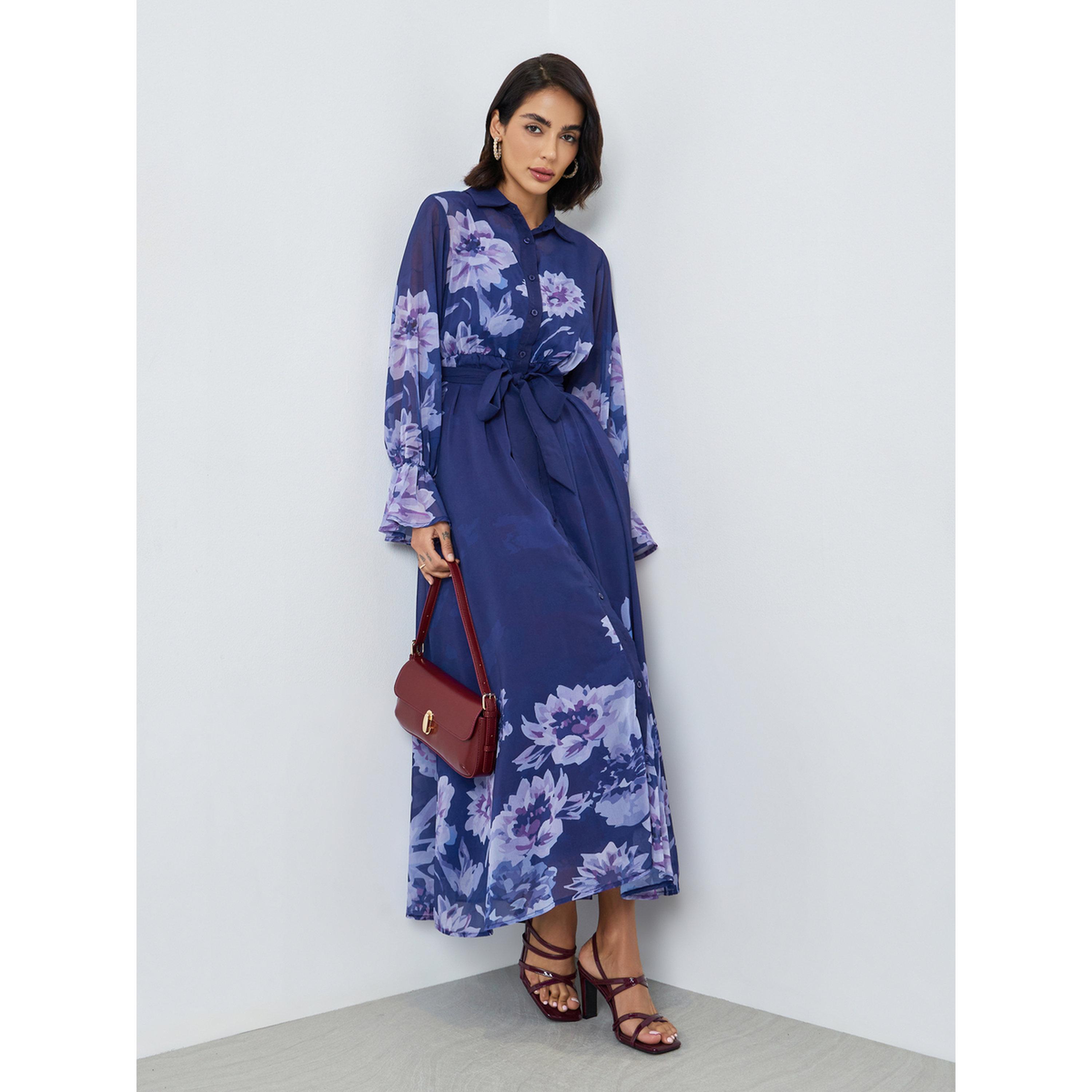 فستان طويل بنقشة زهور مع حزام ربط-women-clothing-dresses-image-3