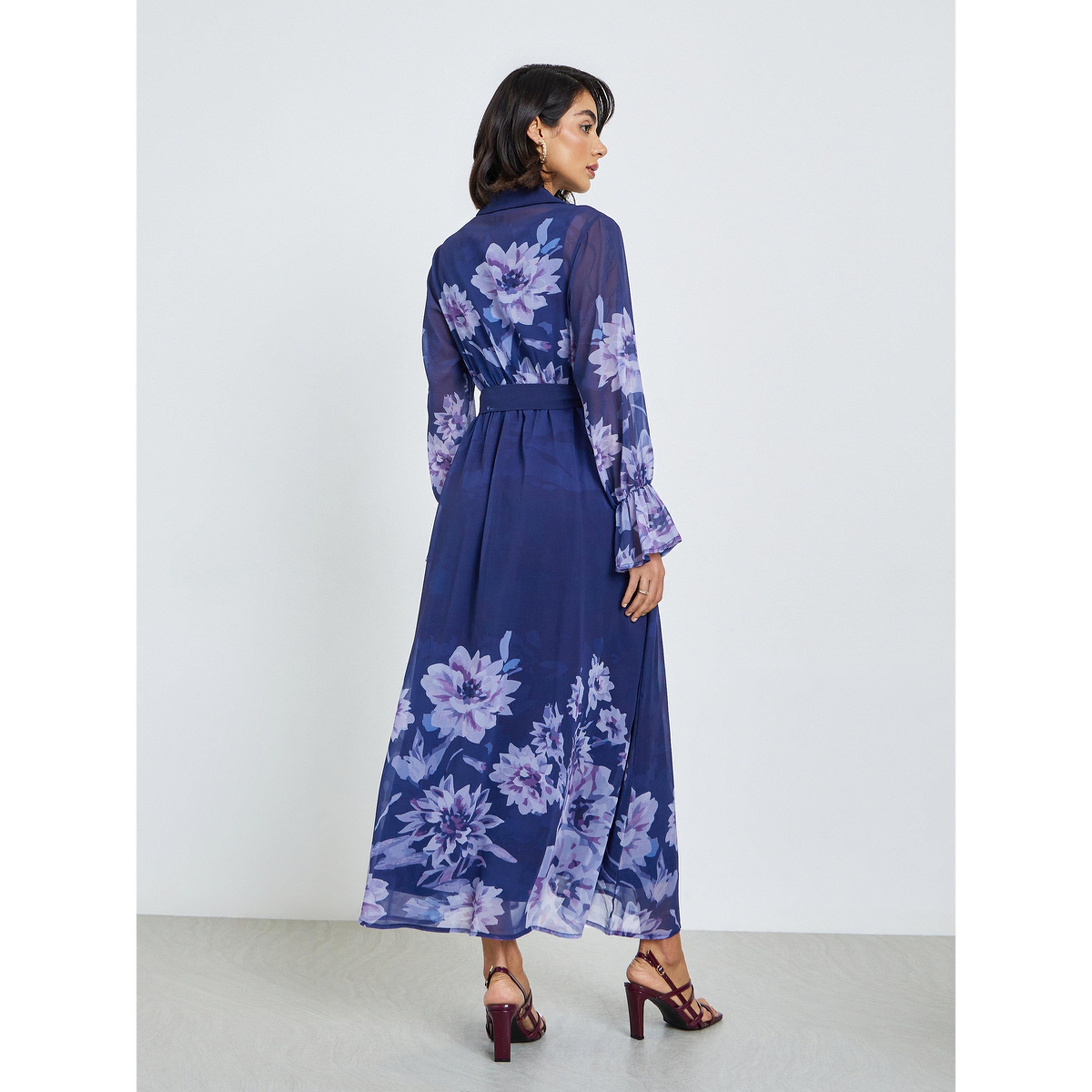 فستان طويل بنقشة زهور مع حزام ربط-women-clothing-dresses-image-4