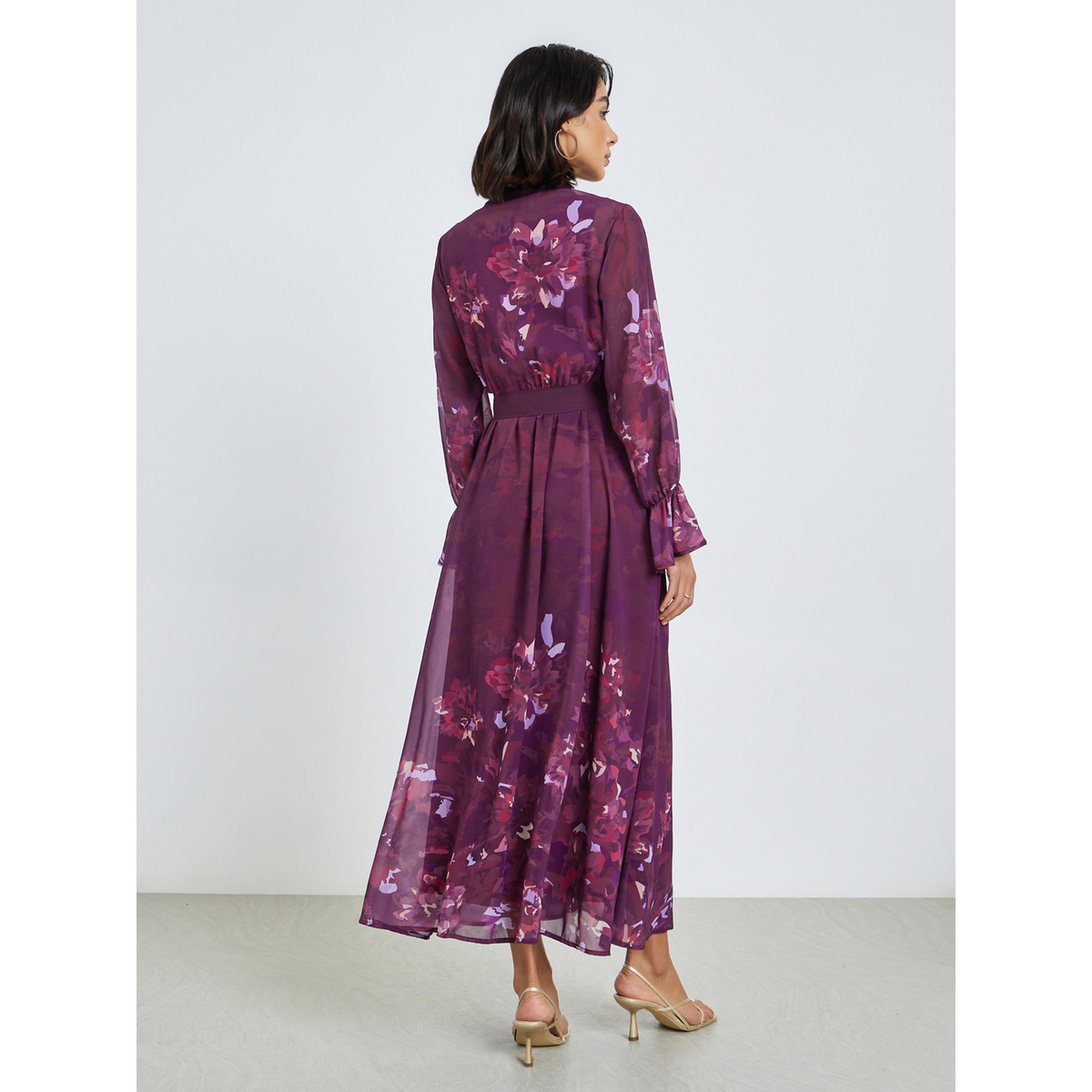 Styli Purple Floral Maxi Dress with Tie-Belt-women-clothing-dresses-image-4
