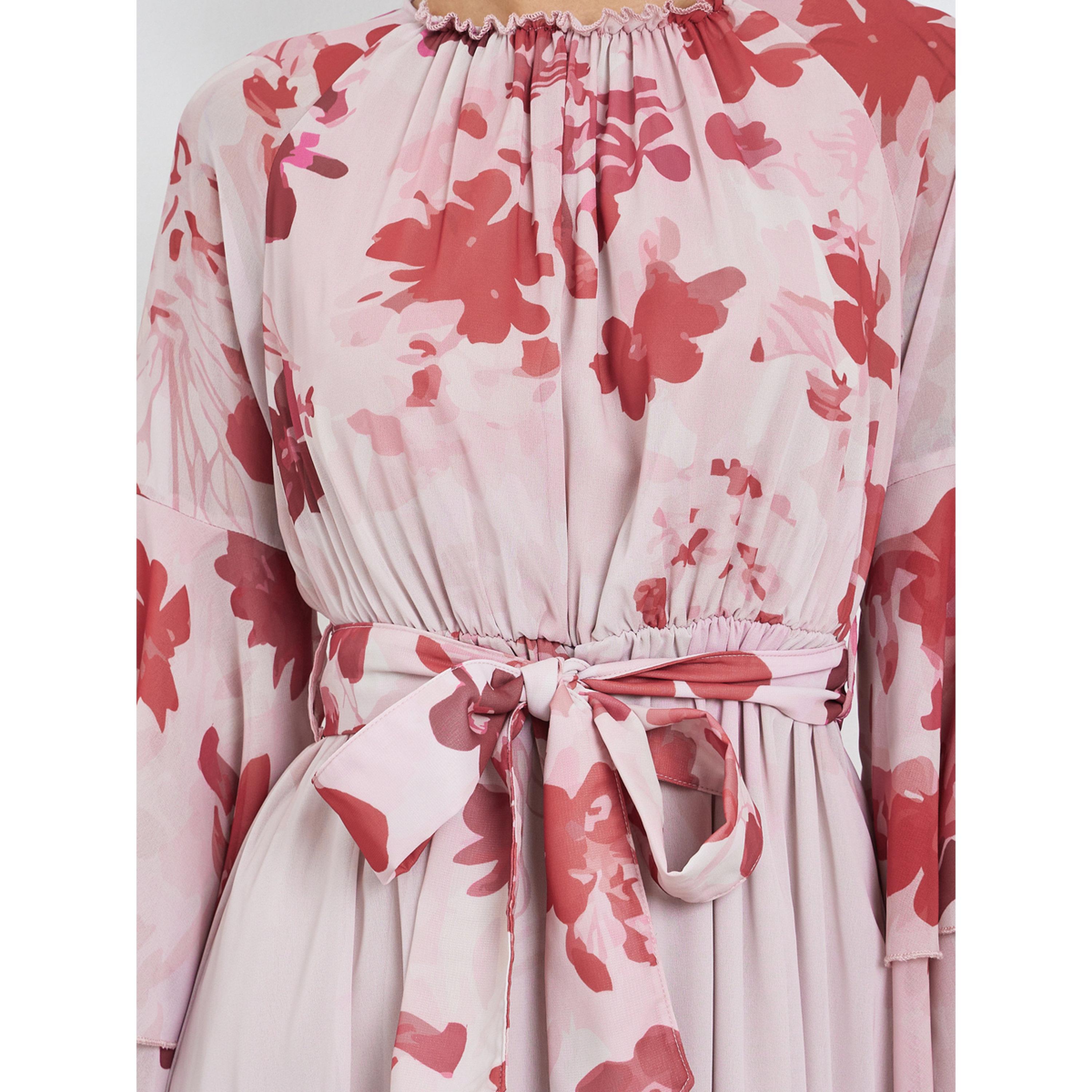 Styli Pink Floral Maxi Dress with Bell Sleeves-women-clothing-dresses-image-5