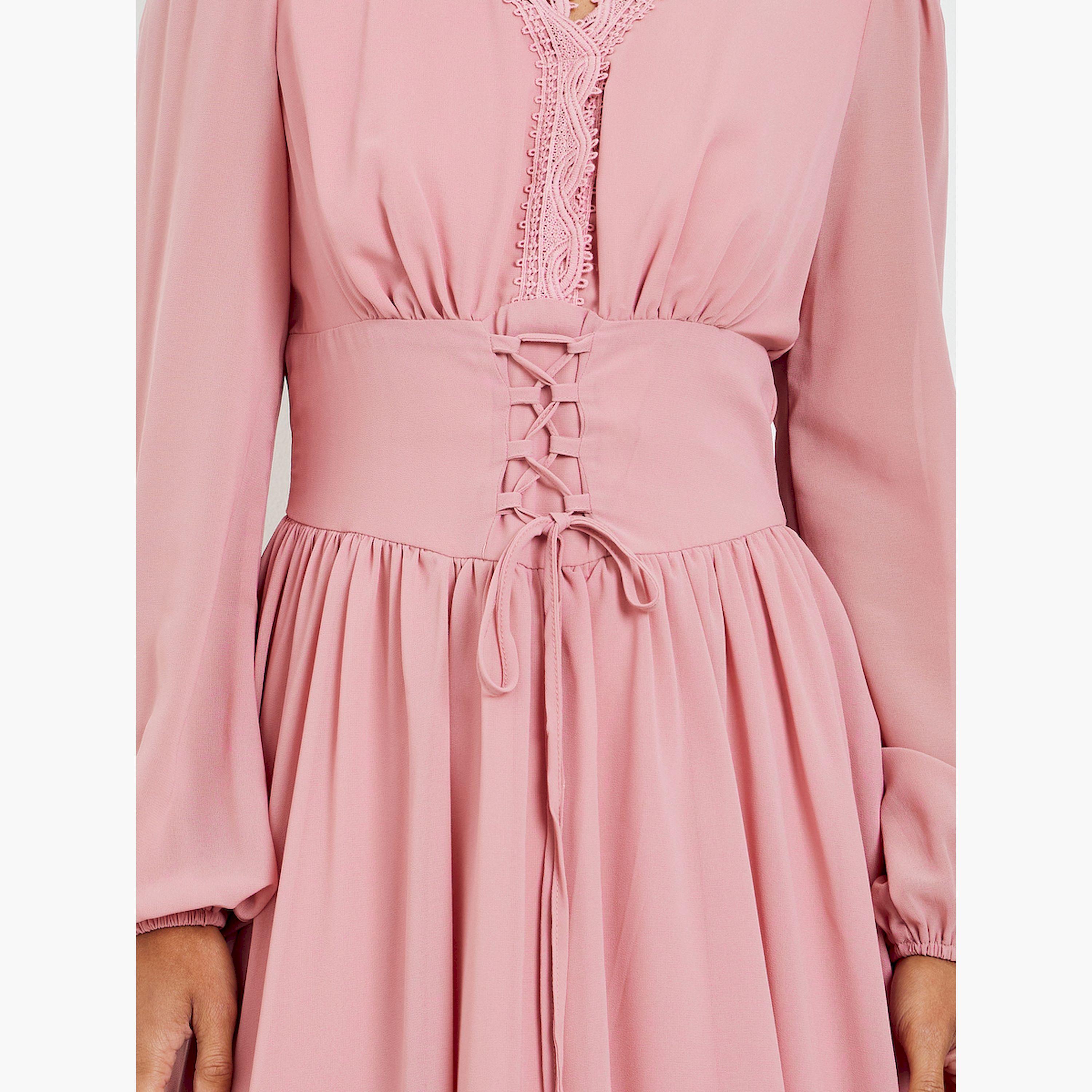 فستان ميدي برباط عند الخصر-women-clothing-dresses-image-4