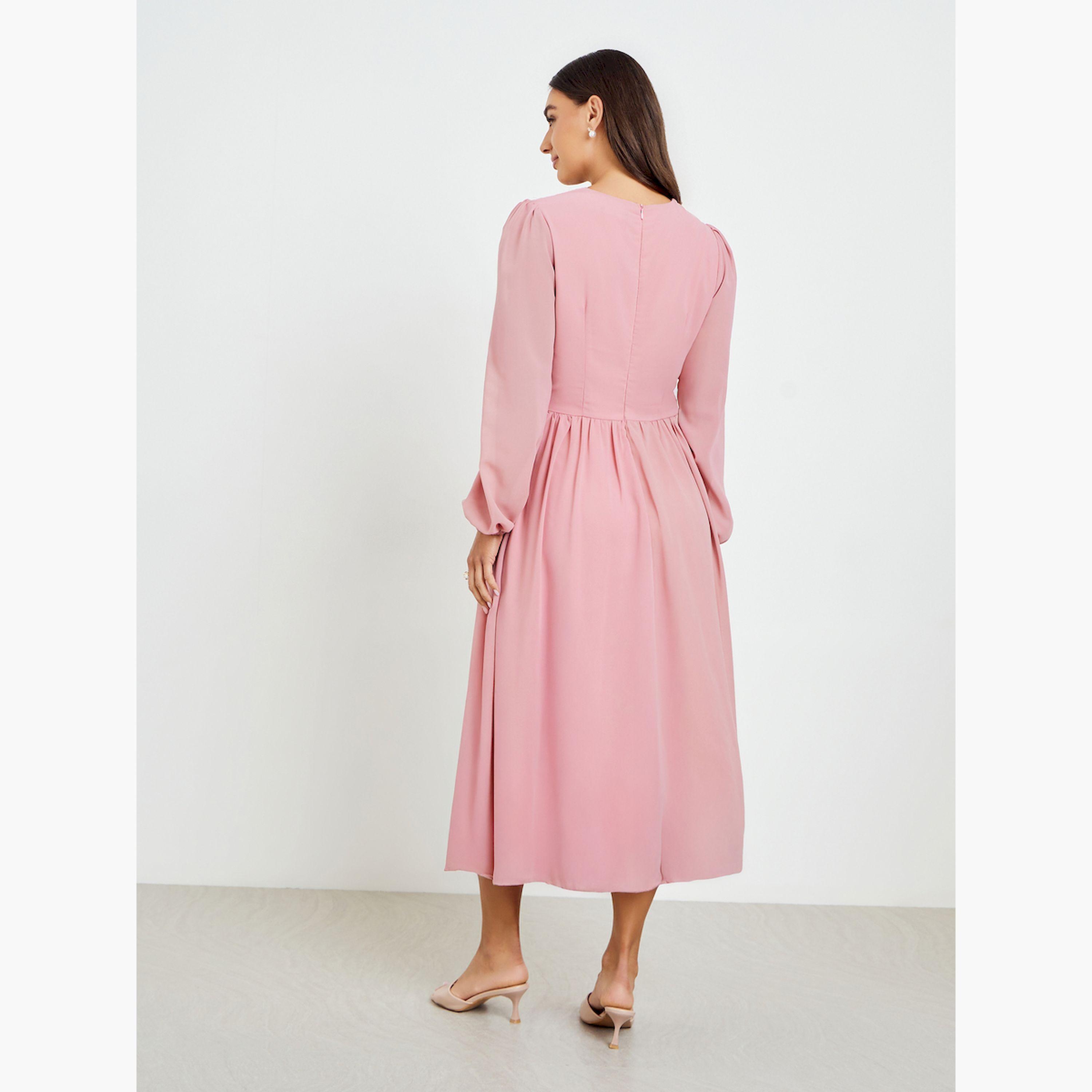 فستان ميدي برباط عند الخصر-women-clothing-dresses-image-5