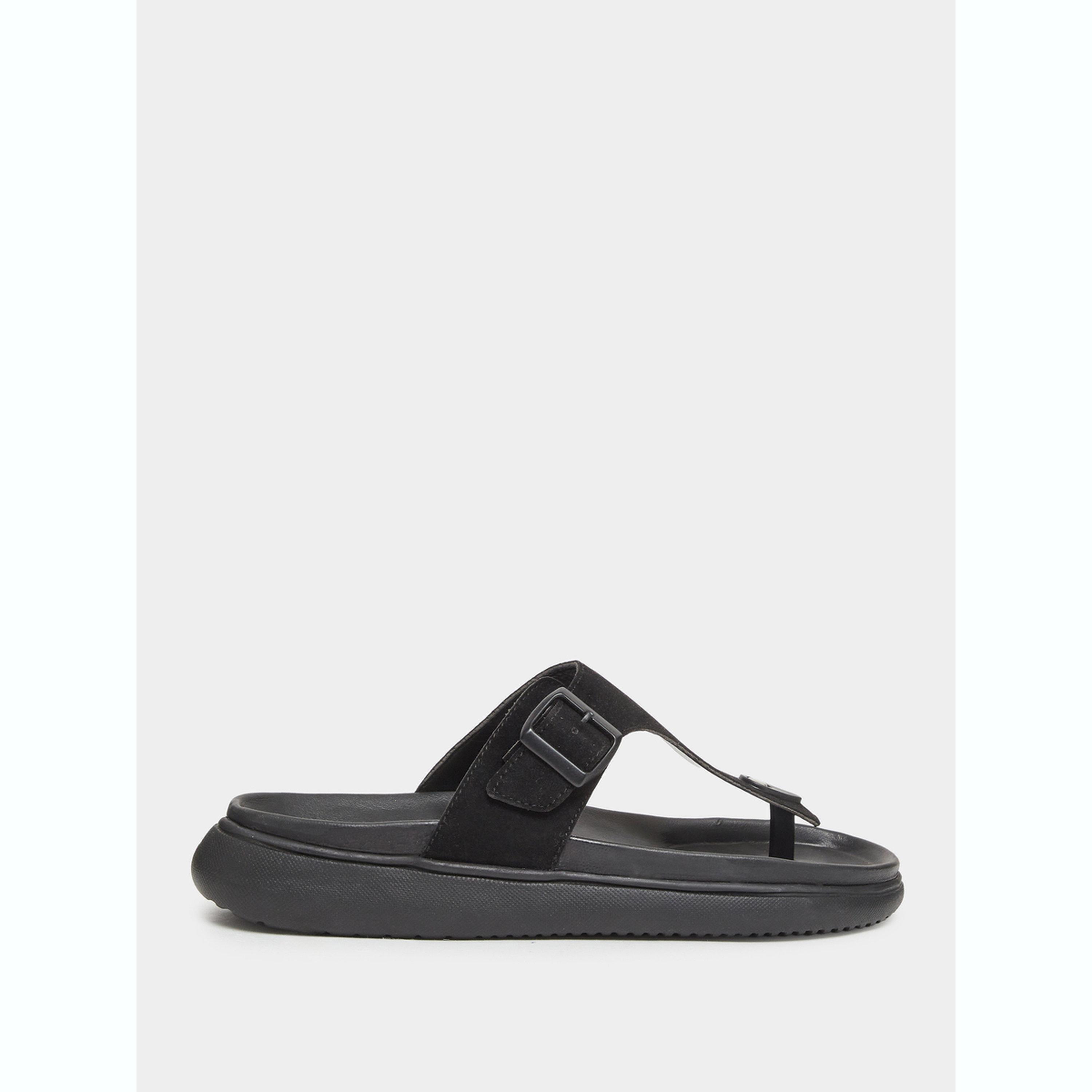 Styli Black Buckle-Up Comfort Thong Sandals-men-shoes-sandals-image-2